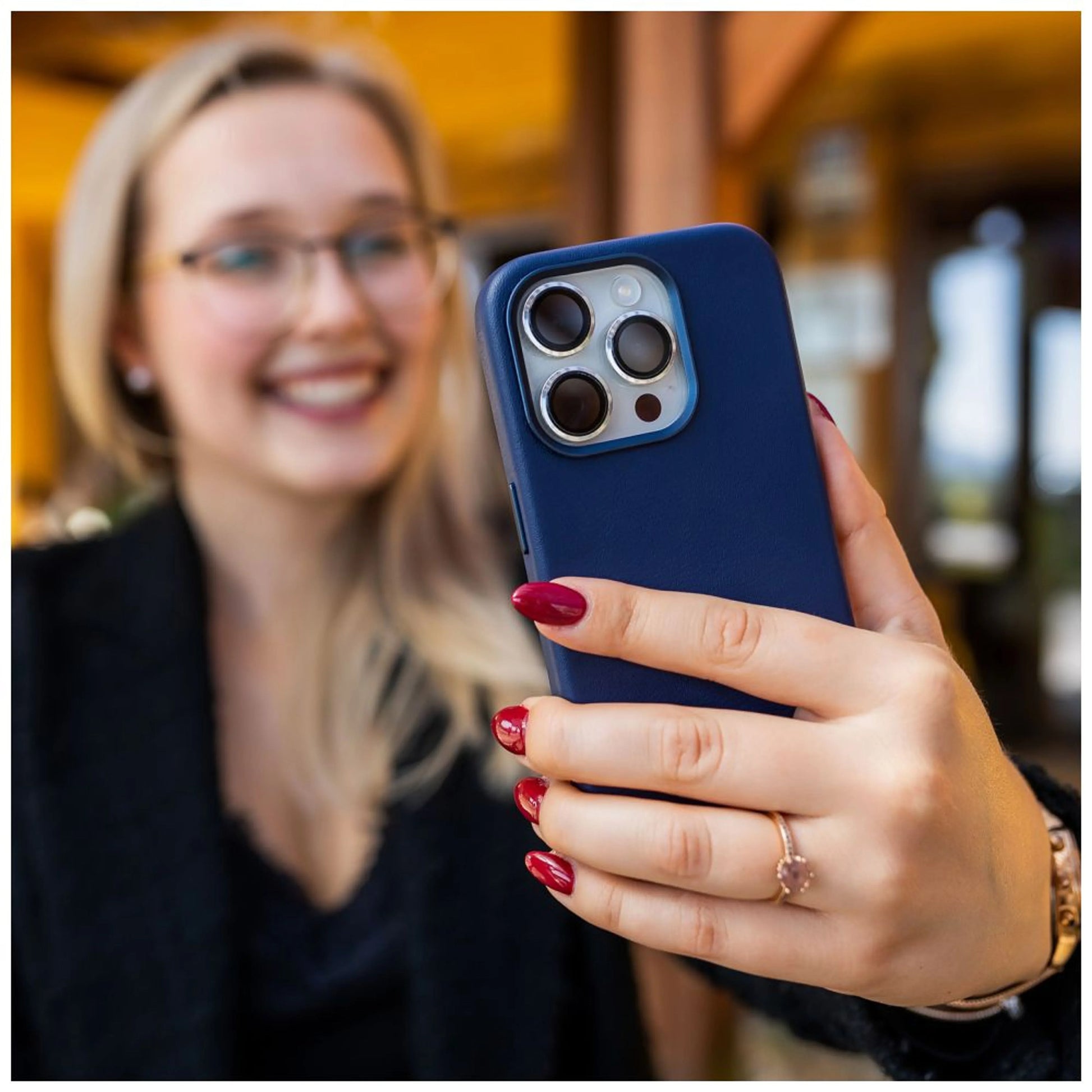 Kožený zadní kryt FIXED MagLeather s podporou MagSafe pro Apple iPhone 12 Pro, modrý - FIXED