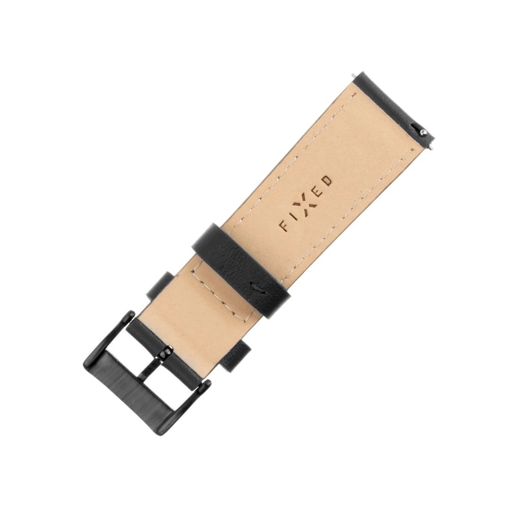 Kožený řemínek FIXED Leather Strap s Quick Release 20mm pro smartwatch, černý - FIXED