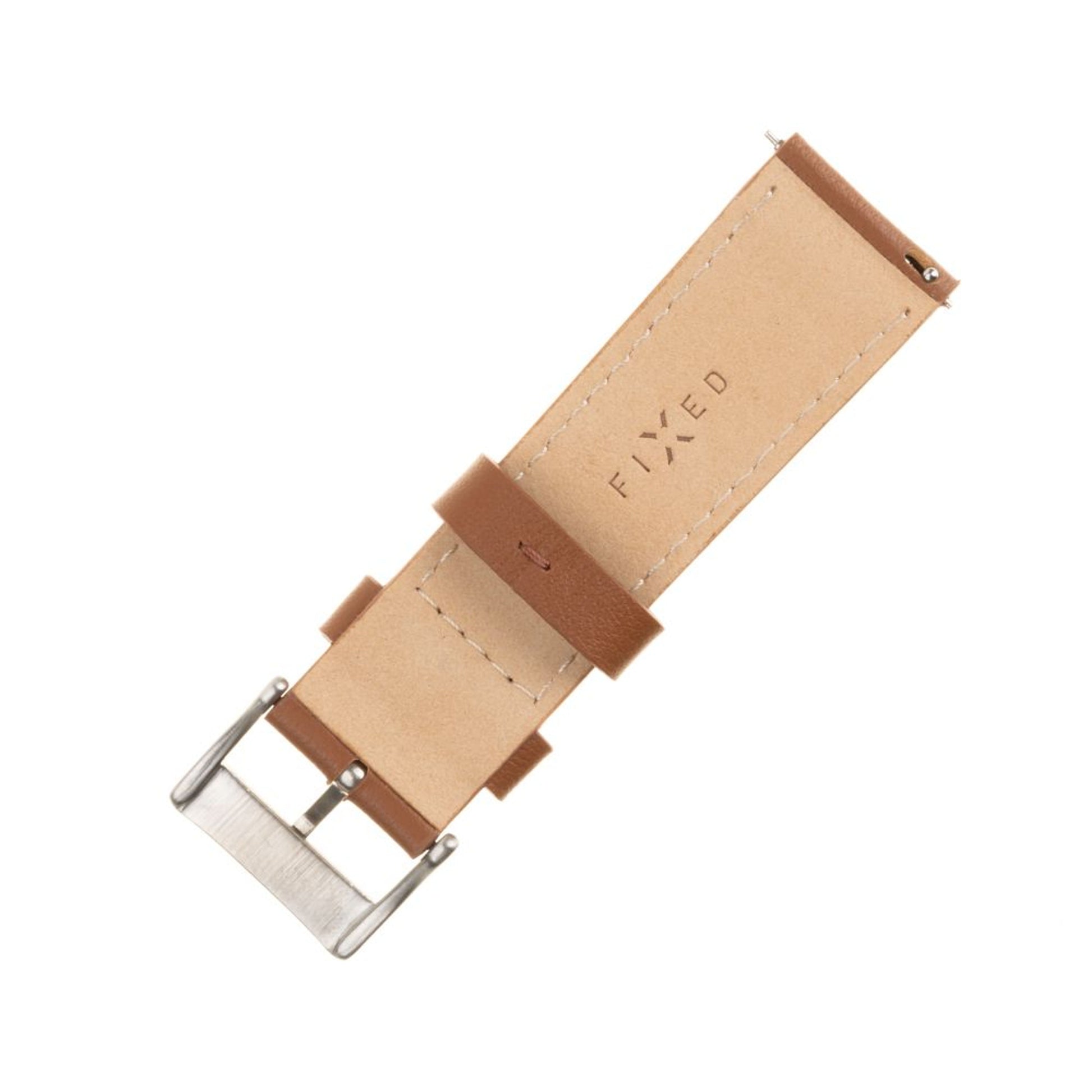 Kožený řemínek FIXED Leather Strap s Quick Release 20mm pro smartwatch, hnědý - FIXED