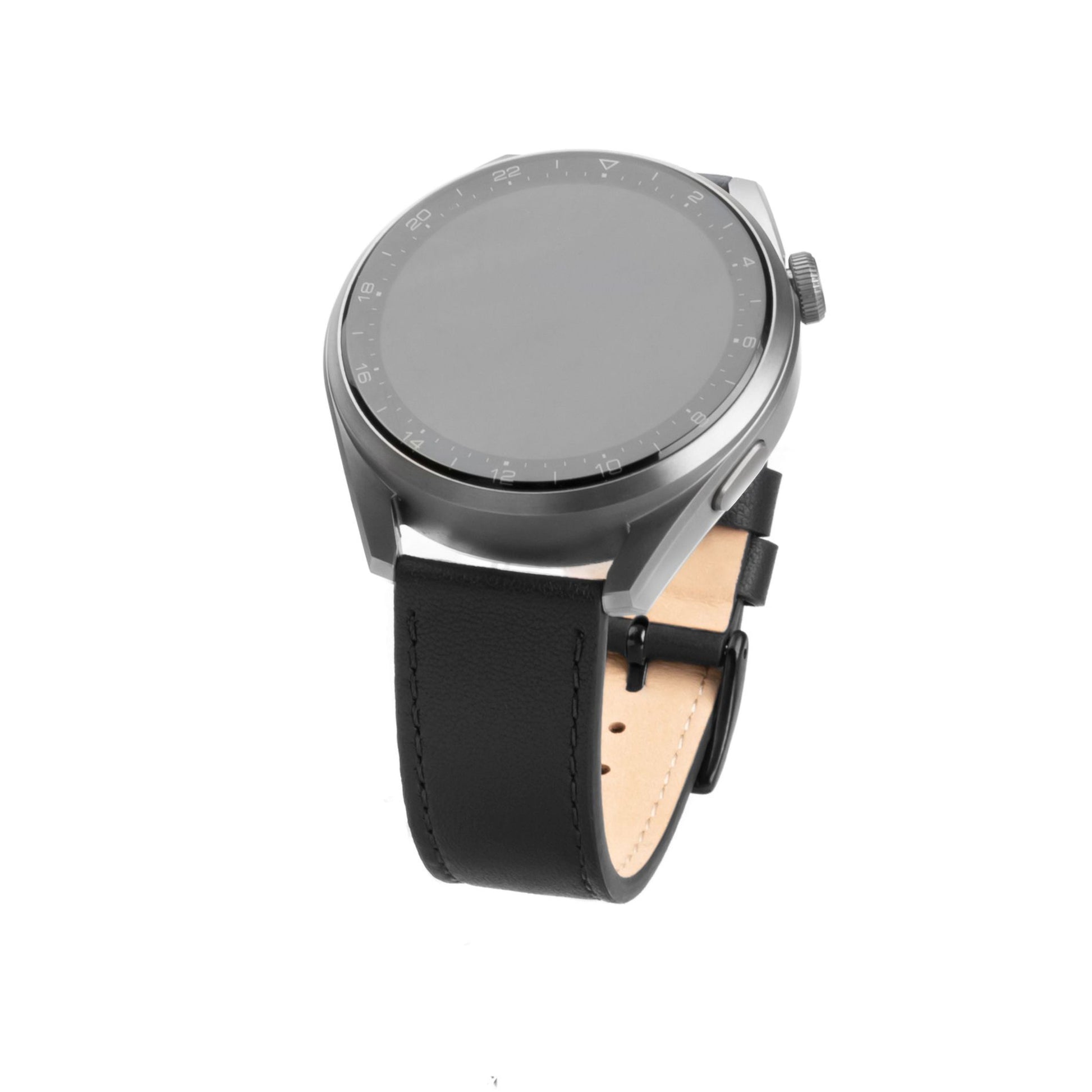 Kožený řemínek FIXED Leather Strap s Quick Release 22mm pro smartwatch, černý - FIXED