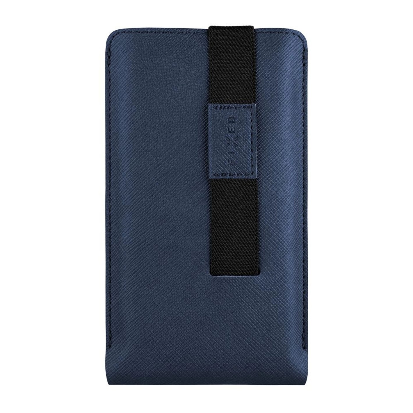 Univerzální pouzdro FIXED Lucca se zavíracím popruhem pro telefony do 6,3", tmavě modré - FIXED