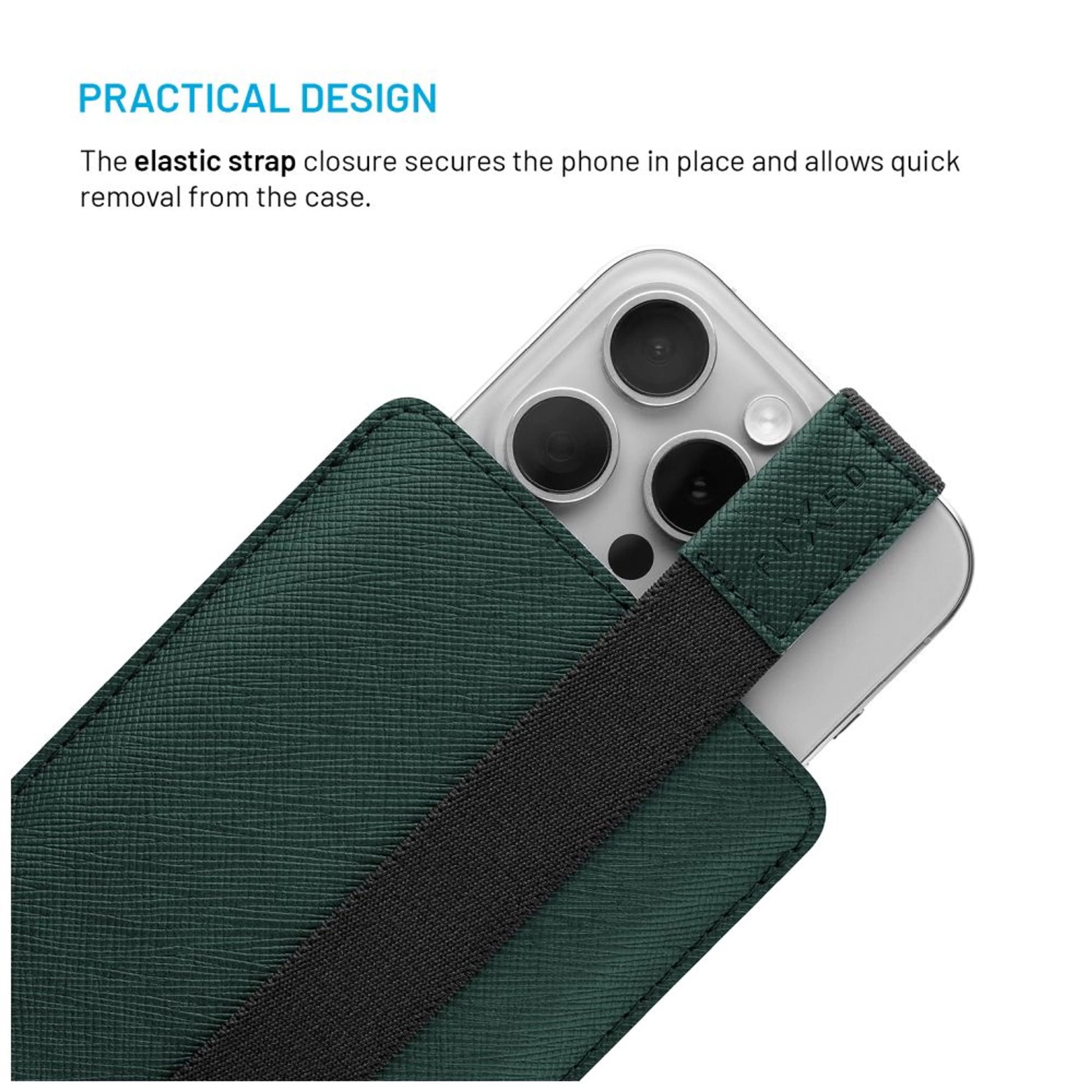 Univerzální pouzdro FIXED Lucca se zavíracím popruhem pro telefony do 6,3", tmavě zelené - FIXED