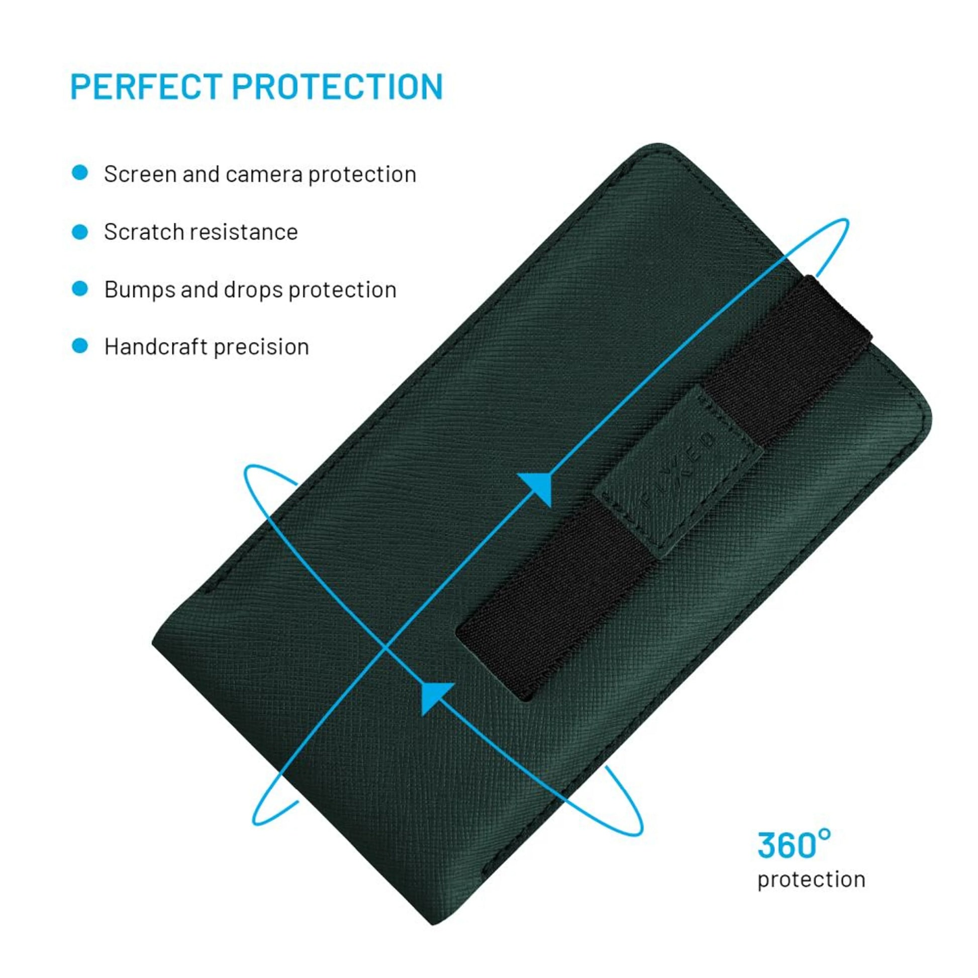 Univerzální pouzdro FIXED Lucca se zavíracím popruhem pro telefony do 6,3", tmavě zelené - FIXED