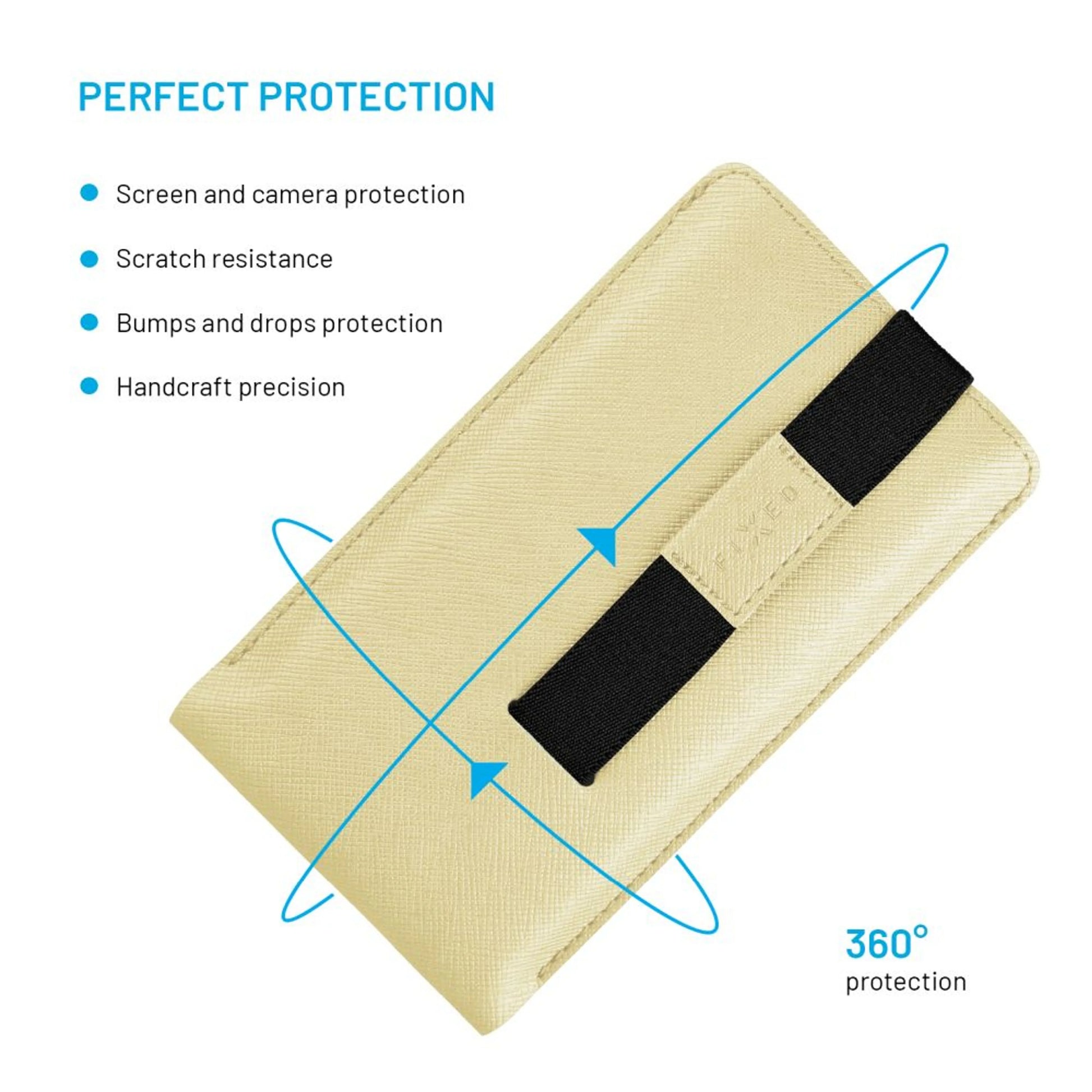 Univerzální pouzdro FIXED Lucca se zavíracím popruhem pro telefony do 6,3", světle žluté - FIXED