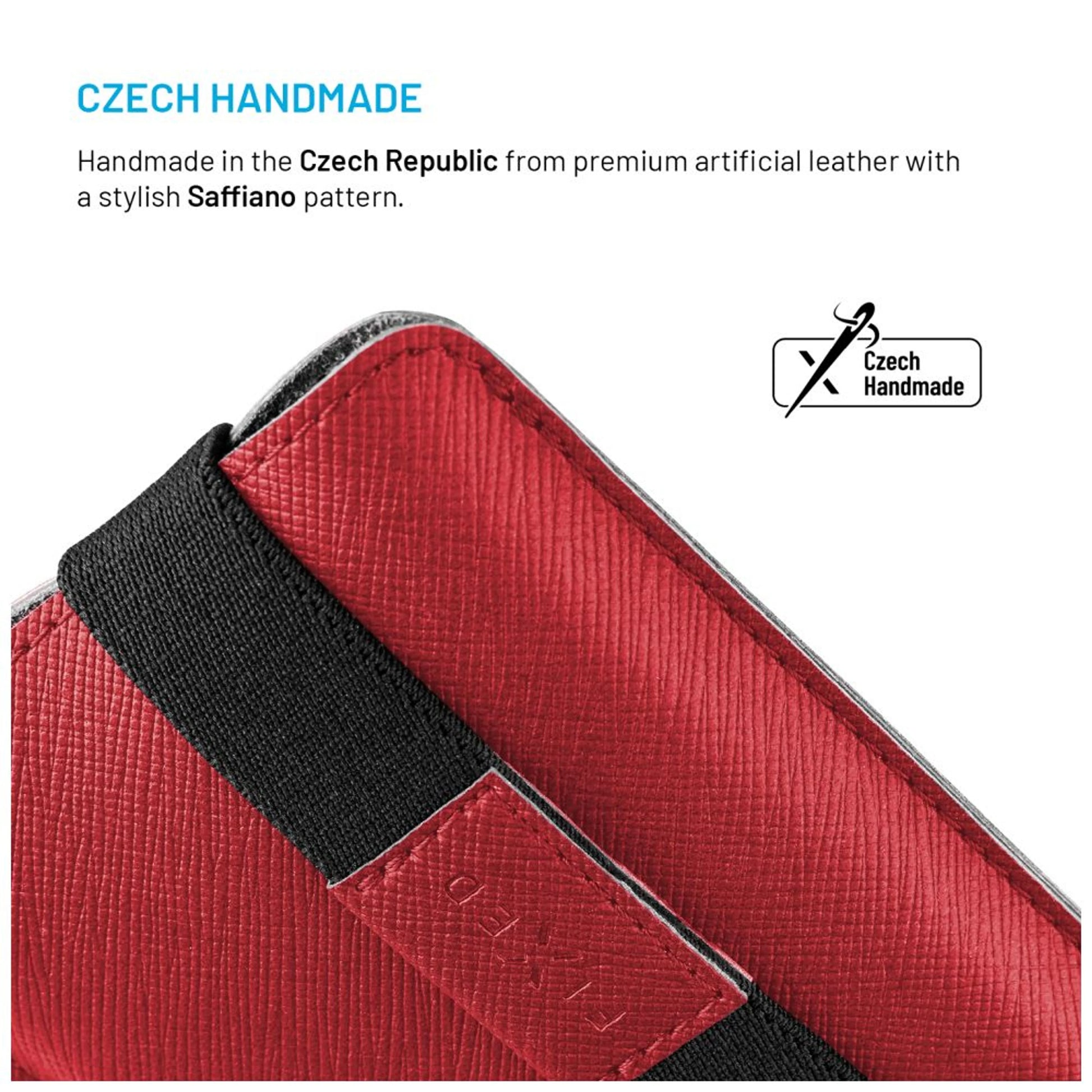 Univerzální pouzdro FIXED Lucca se zavíracím popruhem pro telefony do 6,3", červené - FIXED