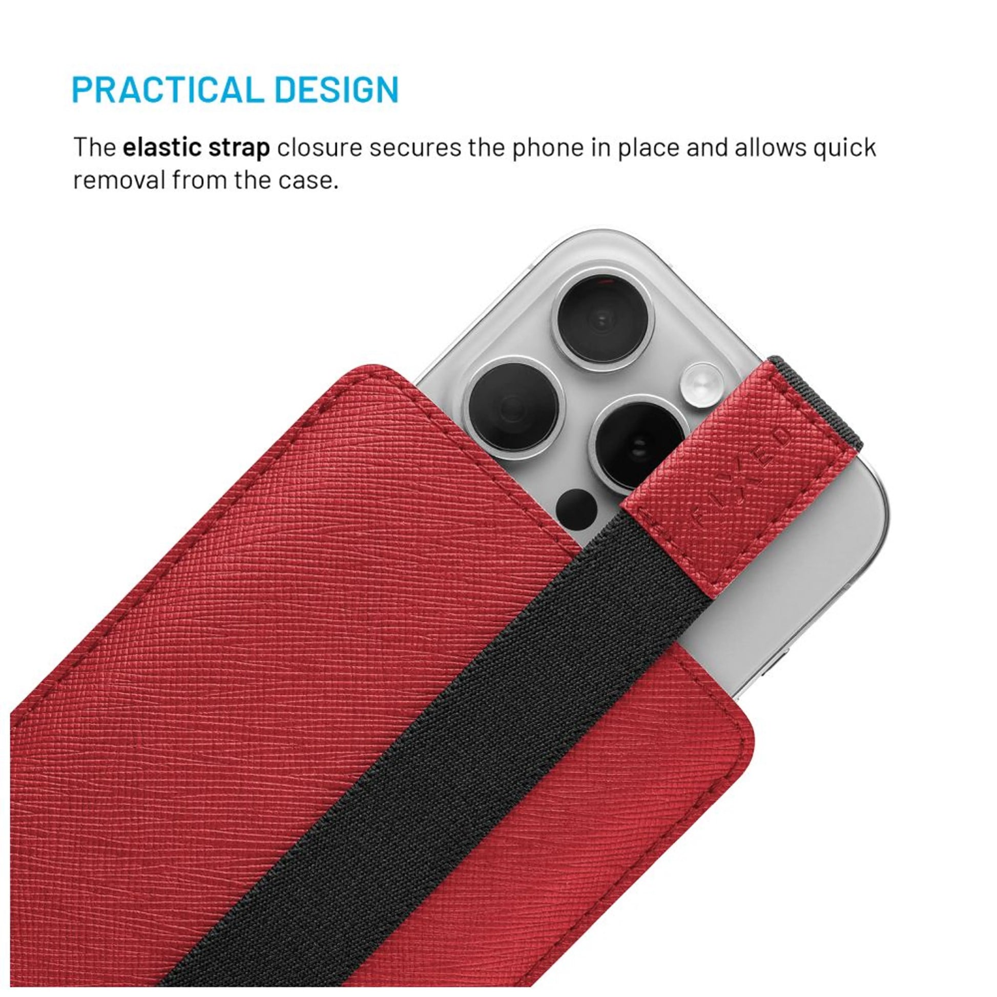 Univerzální pouzdro FIXED Lucca se zavíracím popruhem pro telefony do 6,3", červené - FIXED