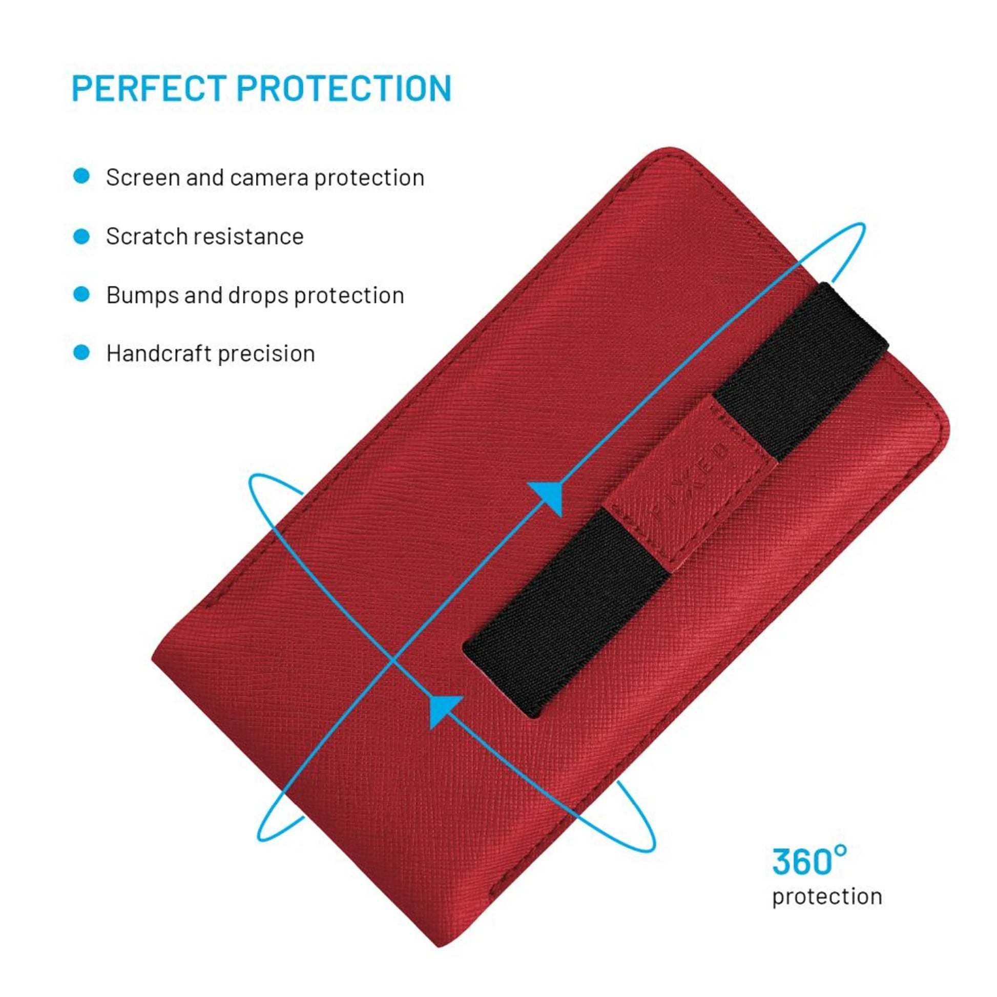 Univerzální pouzdro FIXED Lucca se zavíracím popruhem pro telefony do 6,3", červené - FIXED