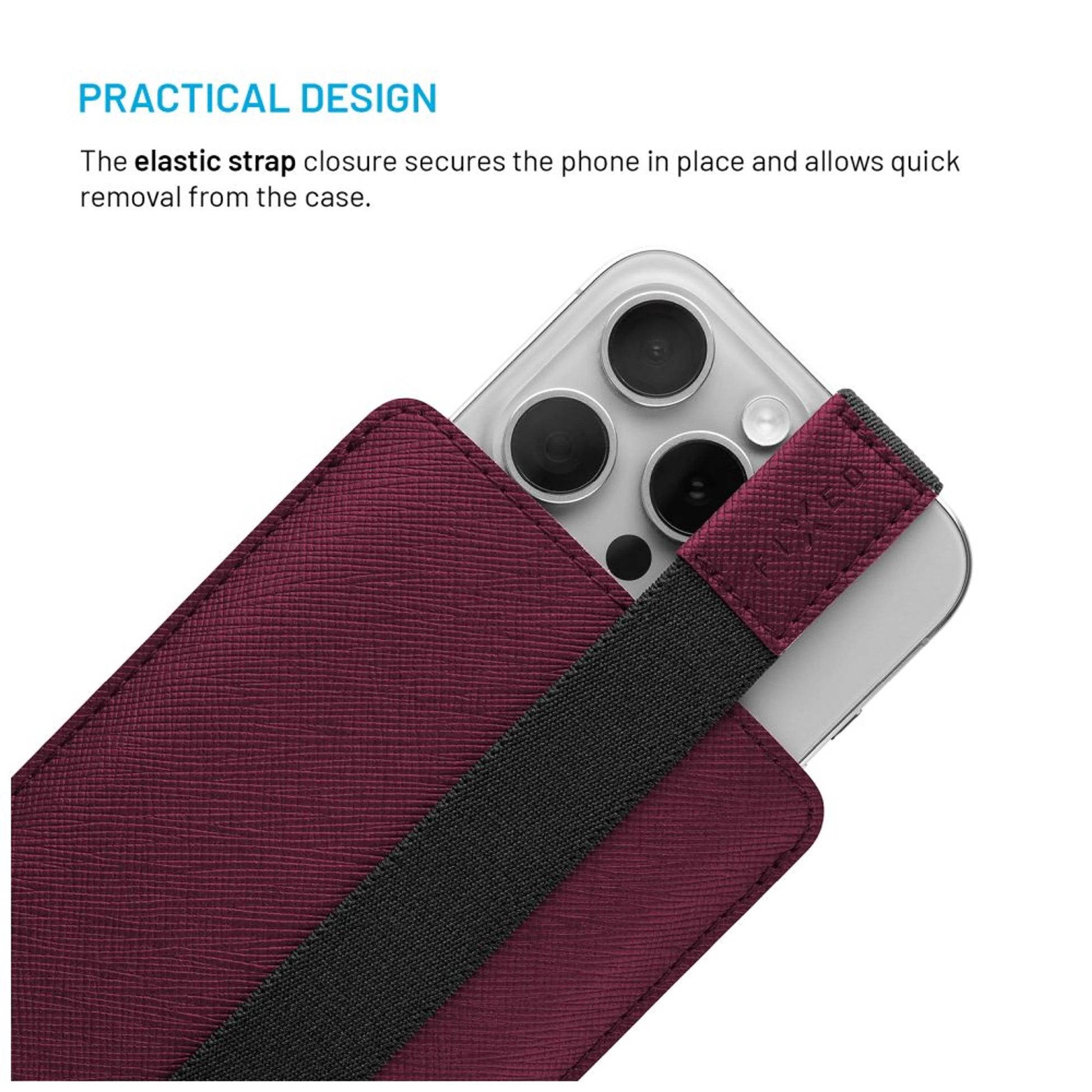 Univerzální pouzdro FIXED Lucca se zavíracím popruhem pro telefony do 6,3", vínové - FIXED