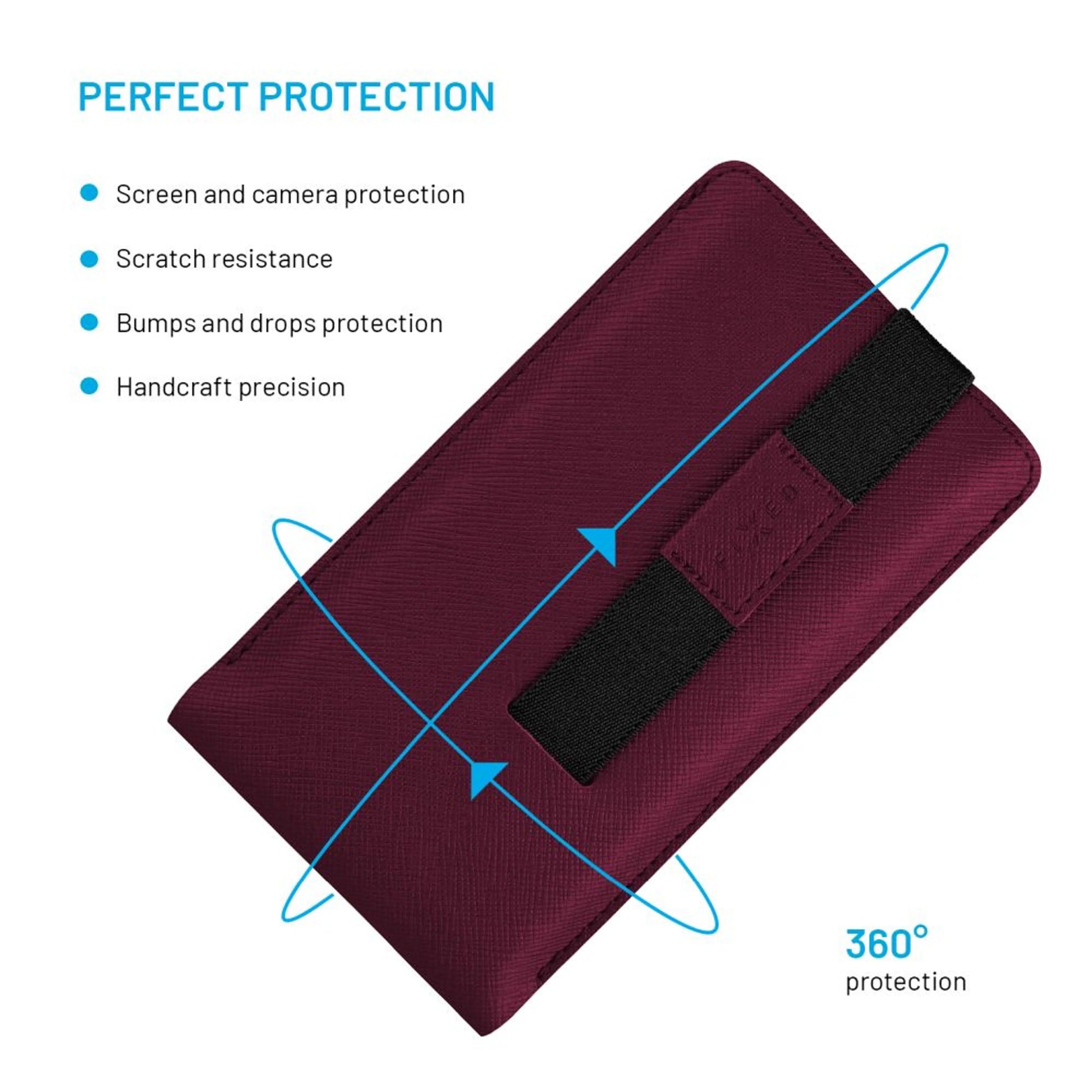 Univerzální pouzdro FIXED Lucca se zavíracím popruhem pro telefony do 6,3", vínové - FIXED