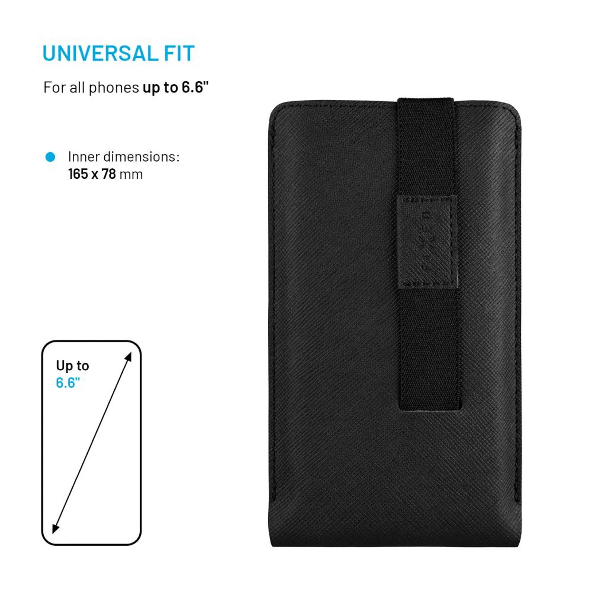 Univerzální pouzdro FIXED Lucca se zavíracím popruhem pro telefony do 6,6", černé - FIXED