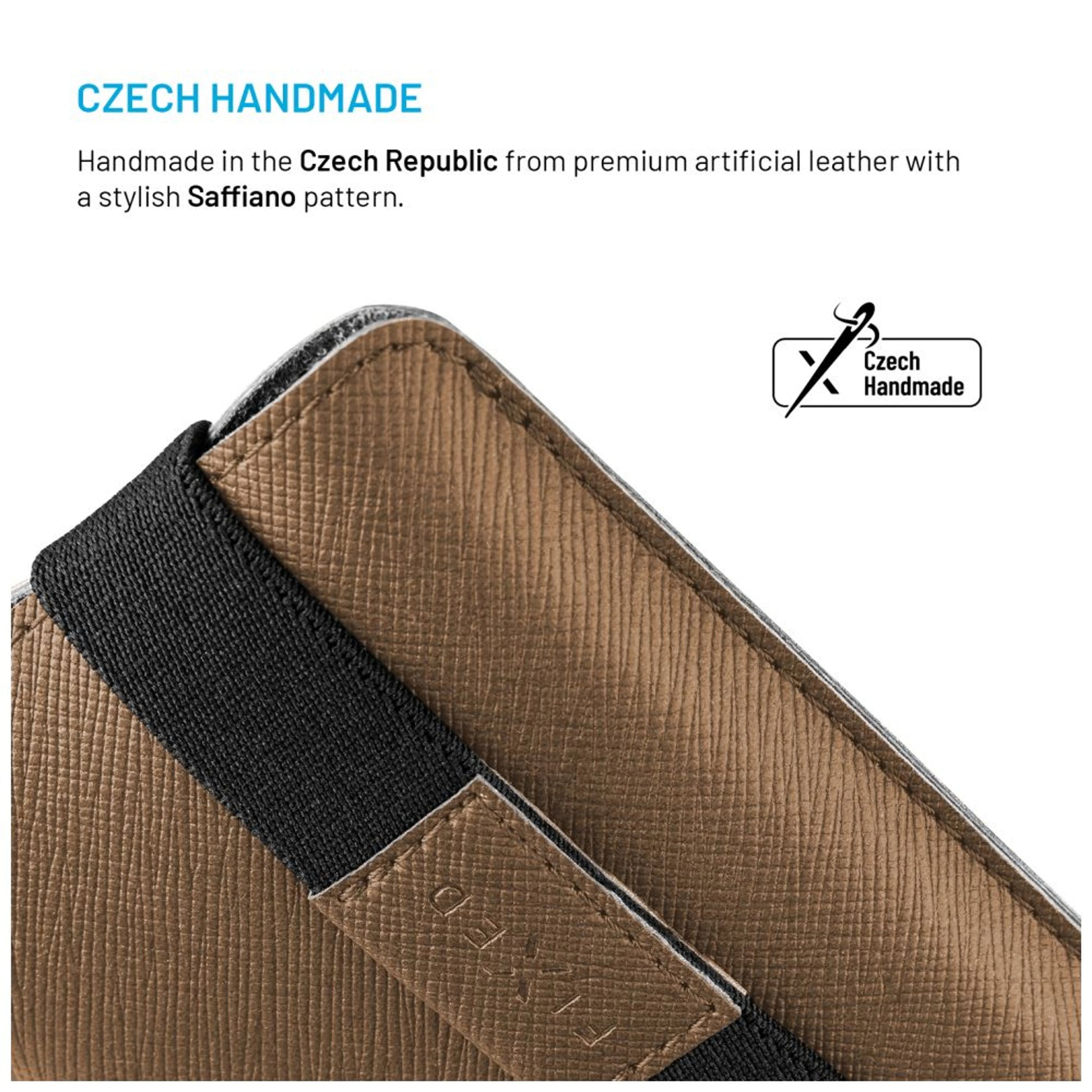 Univerzální pouzdro FIXED Lucca se zavíracím popruhem pro telefony do 6,6", kávové - FIXED