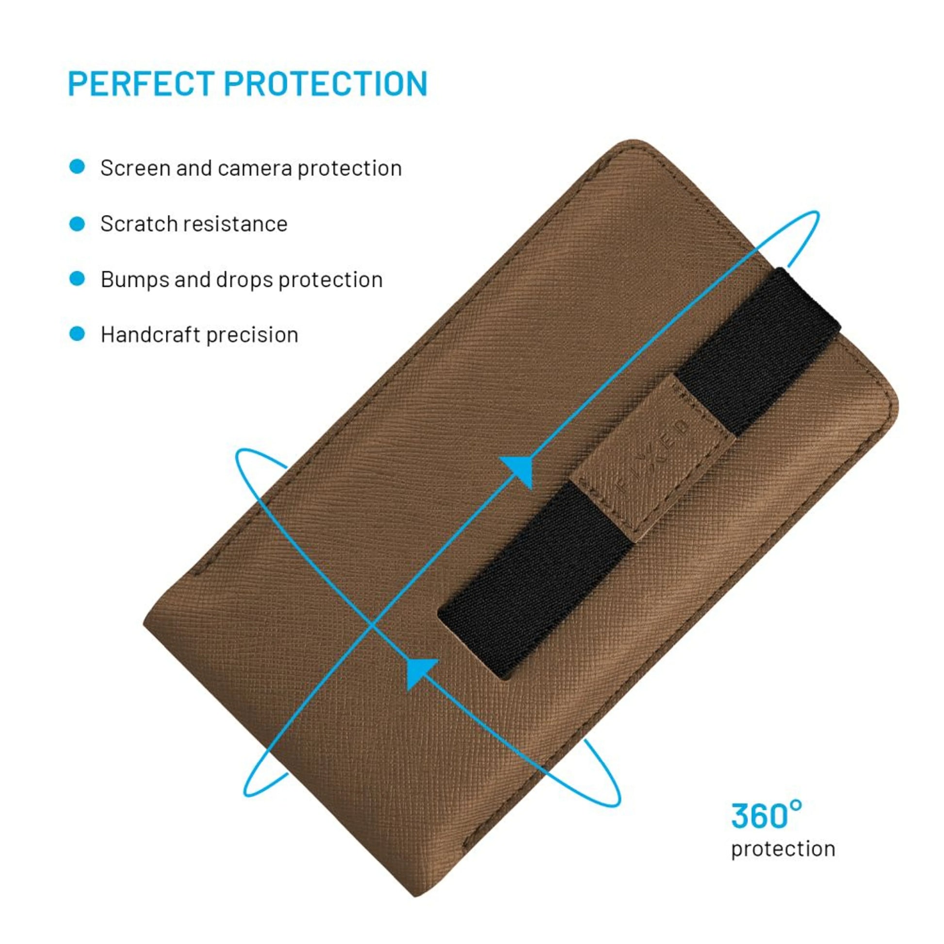 Univerzální pouzdro FIXED Lucca se zavíracím popruhem pro telefony do 6,6", kávové - FIXED