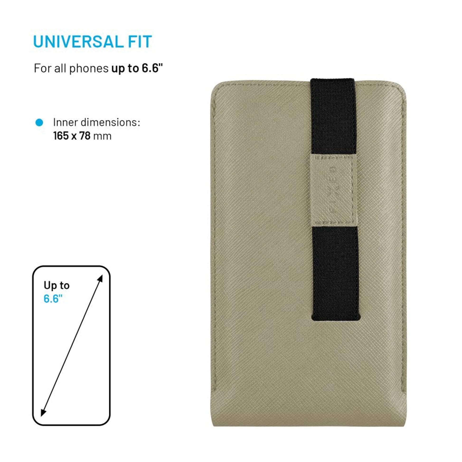 Univerzální pouzdro FIXED Lucca se zavíracím popruhem pro telefony do 6,6", krémové - FIXED