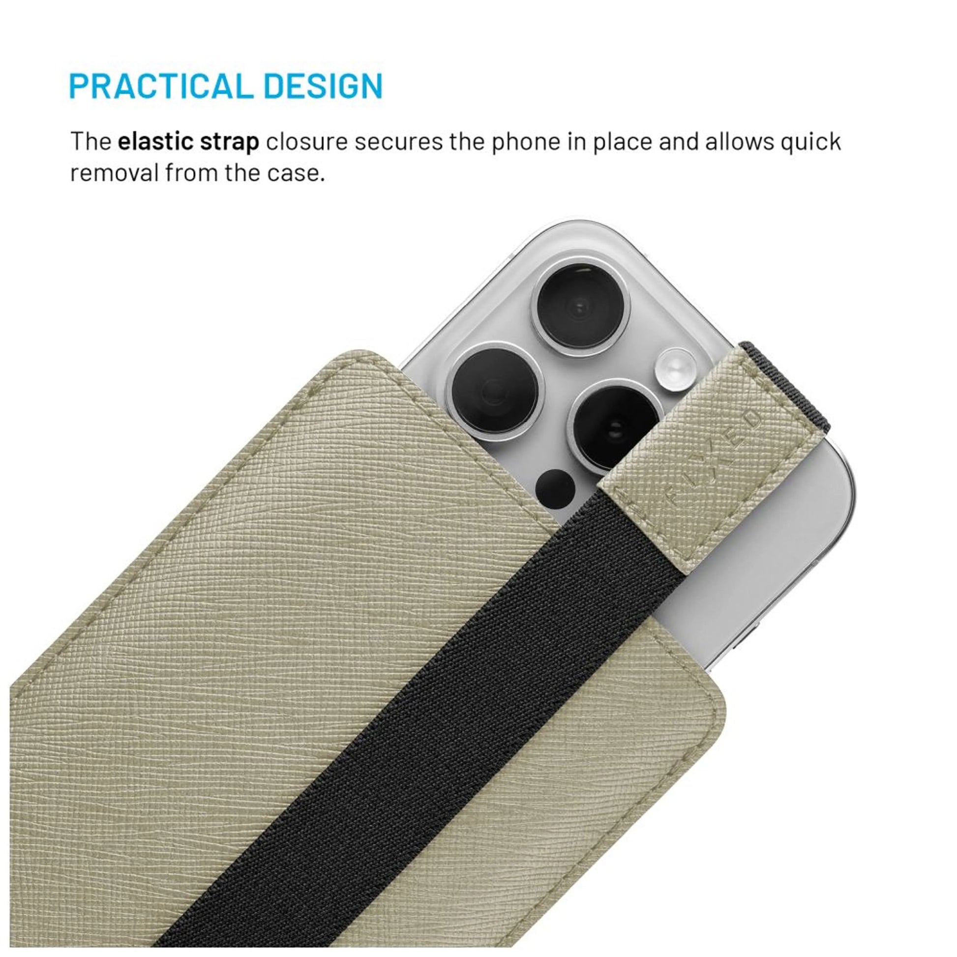 Univerzální pouzdro FIXED Lucca se zavíracím popruhem pro telefony do 6,6", krémové - FIXED