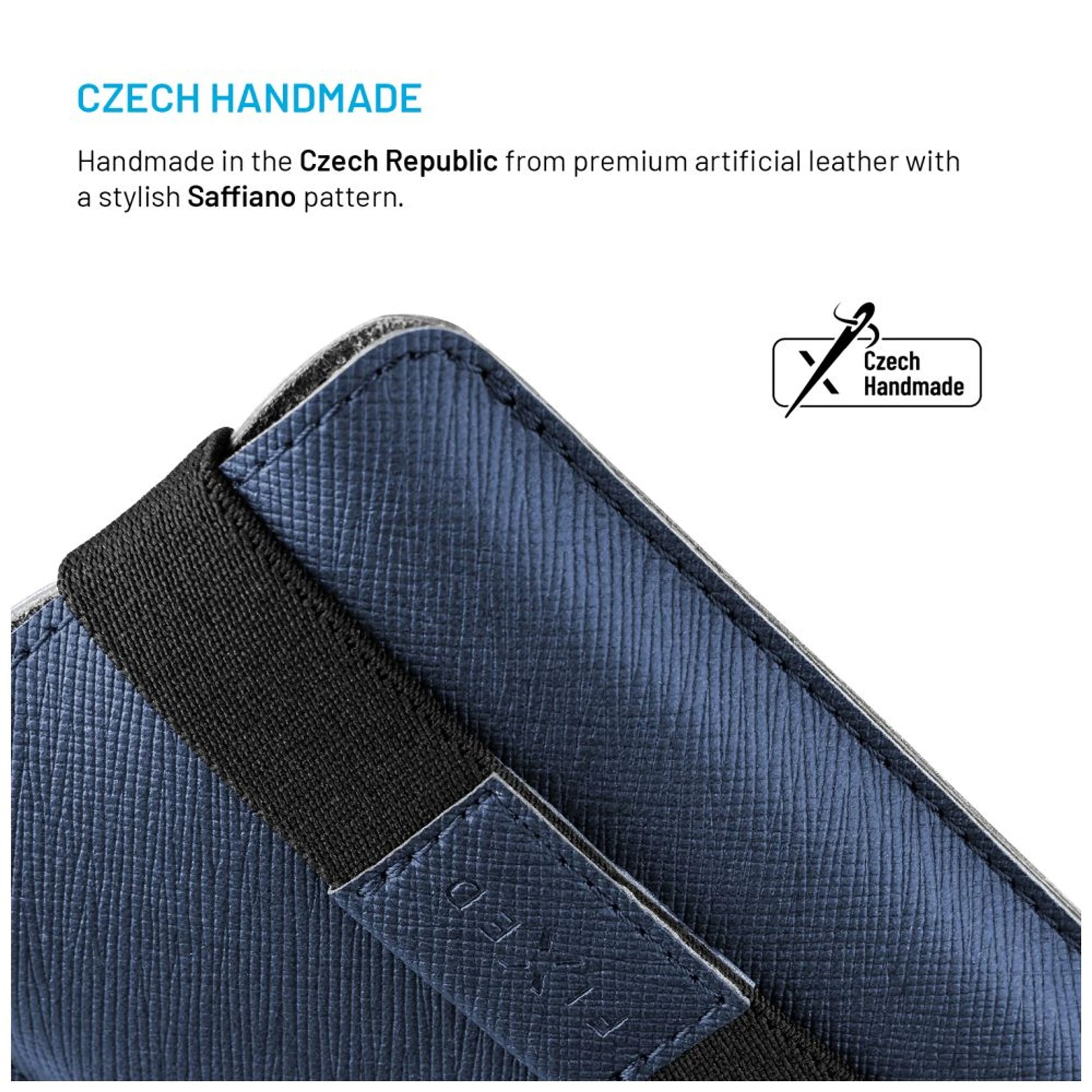 Univerzální pouzdro FIXED Lucca se zavíracím popruhem pro telefony do 6,6", tmavě modré - FIXED