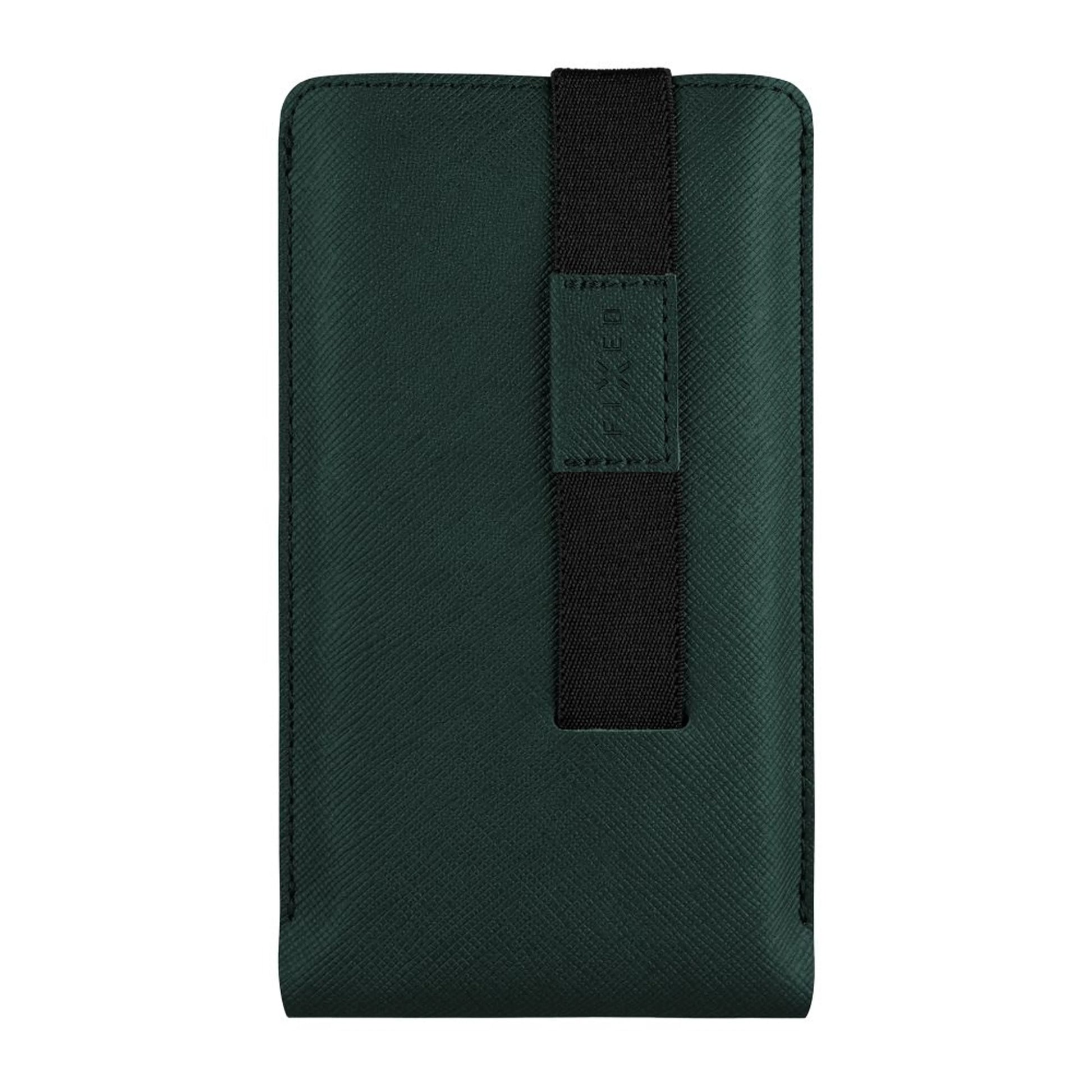 Univerzální pouzdro FIXED Lucca se zavíracím popruhem pro telefony do 6,6", tmavě zelené - FIXED