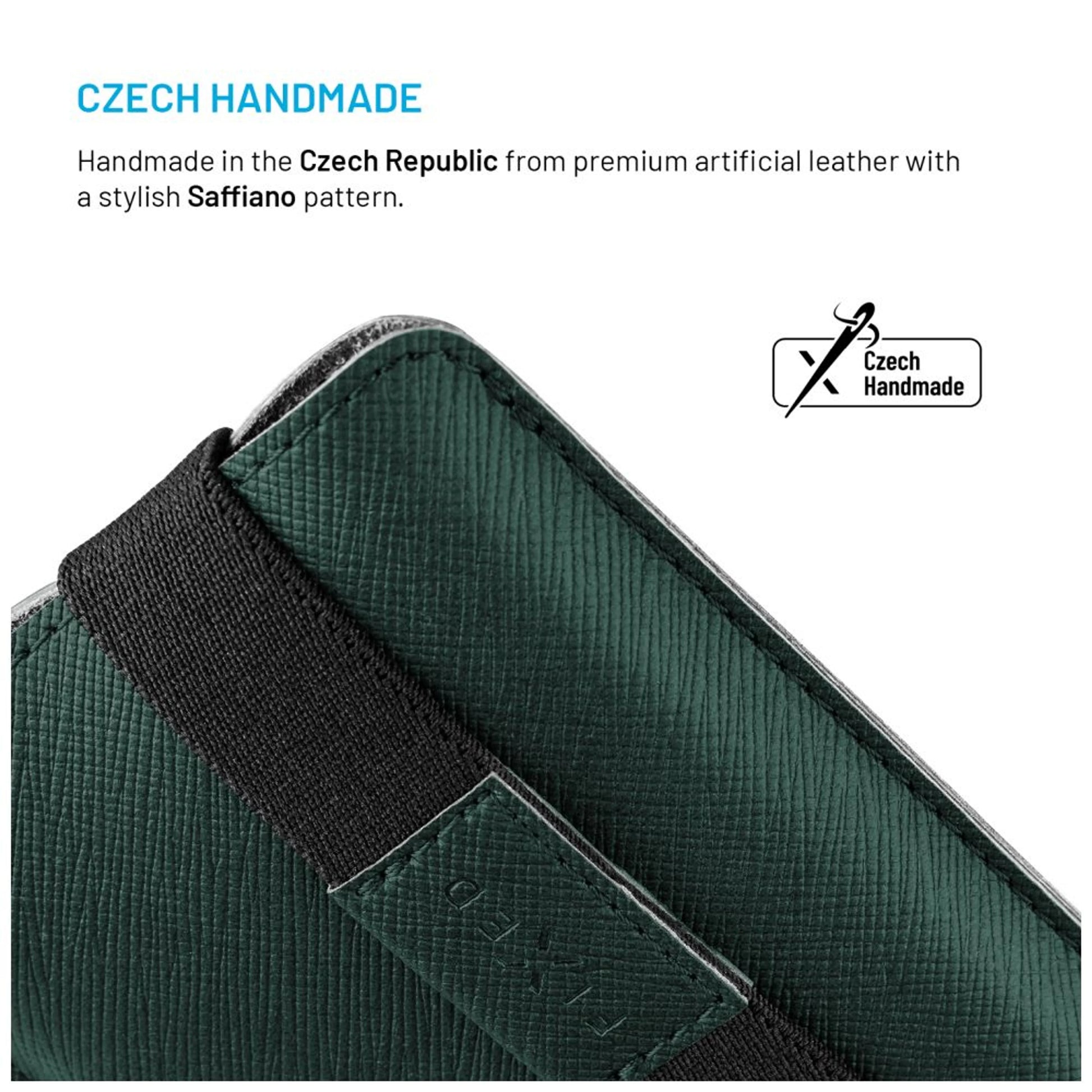 Univerzální pouzdro FIXED Lucca se zavíracím popruhem pro telefony do 6,6", tmavě zelené - FIXED