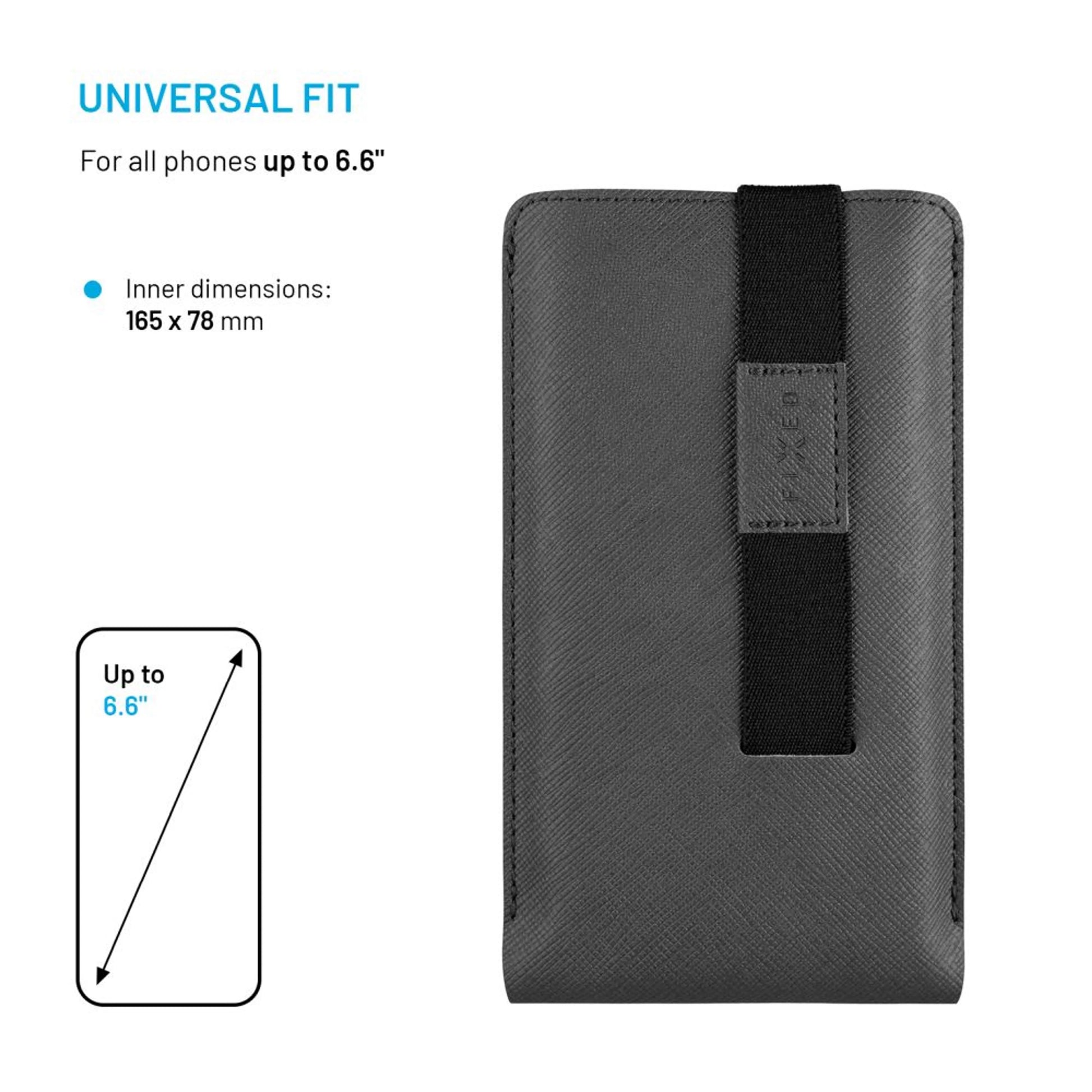 Univerzální pouzdro FIXED Lucca se zavíracím popruhem pro telefony do 6,6", šedé - FIXED