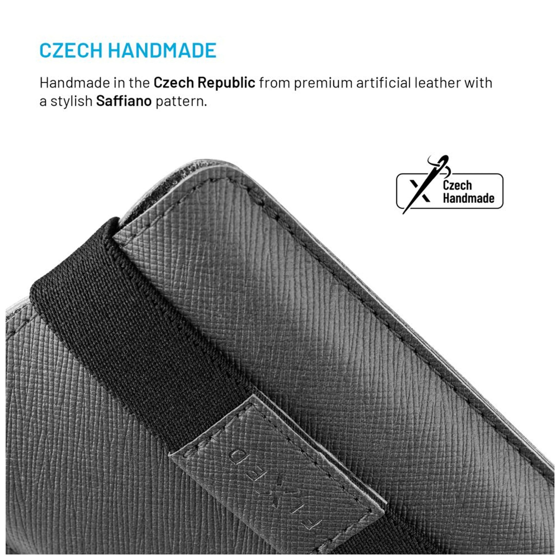 Univerzální pouzdro FIXED Lucca se zavíracím popruhem pro telefony do 6,6", šedé - FIXED