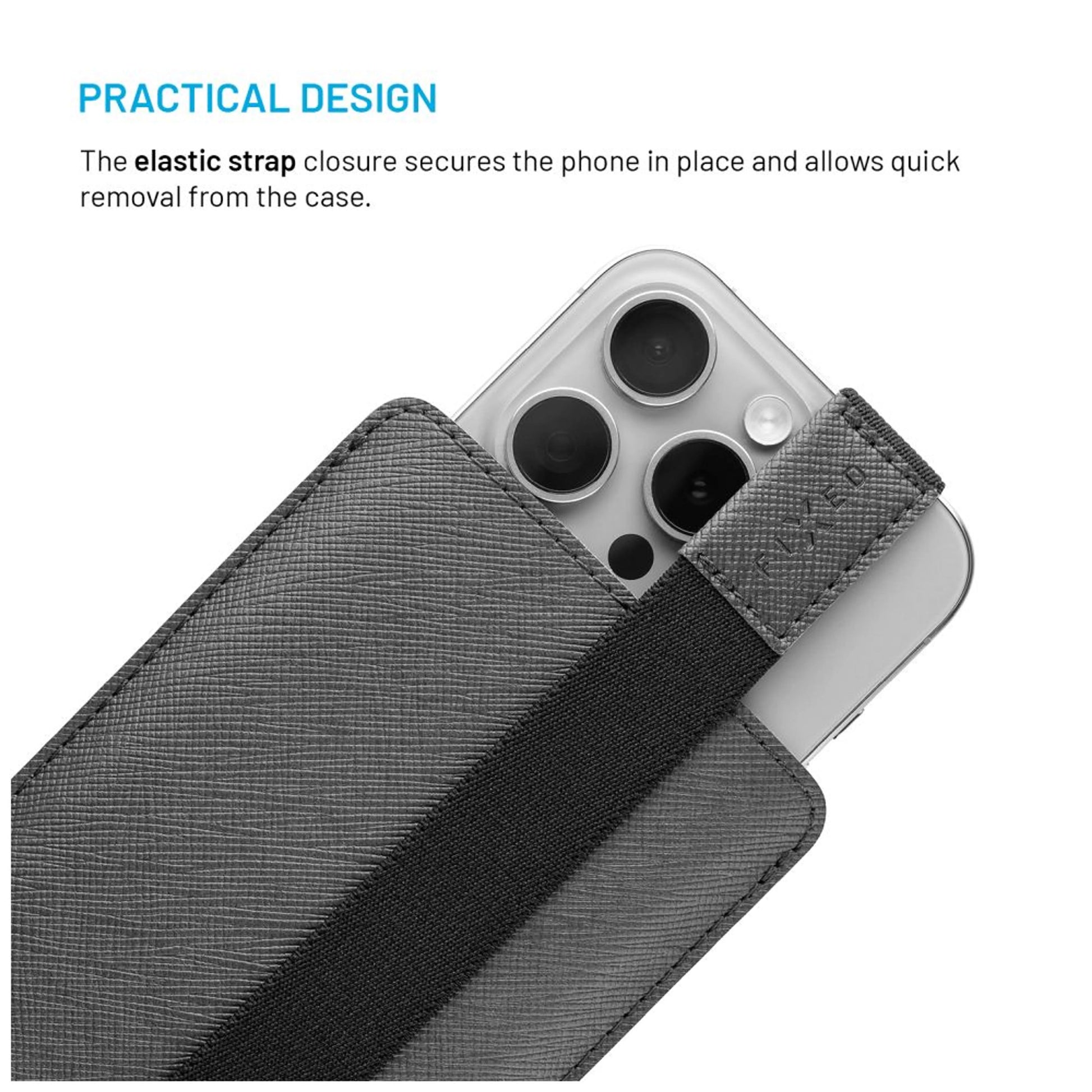 Univerzální pouzdro FIXED Lucca se zavíracím popruhem pro telefony do 6,6", šedé - FIXED