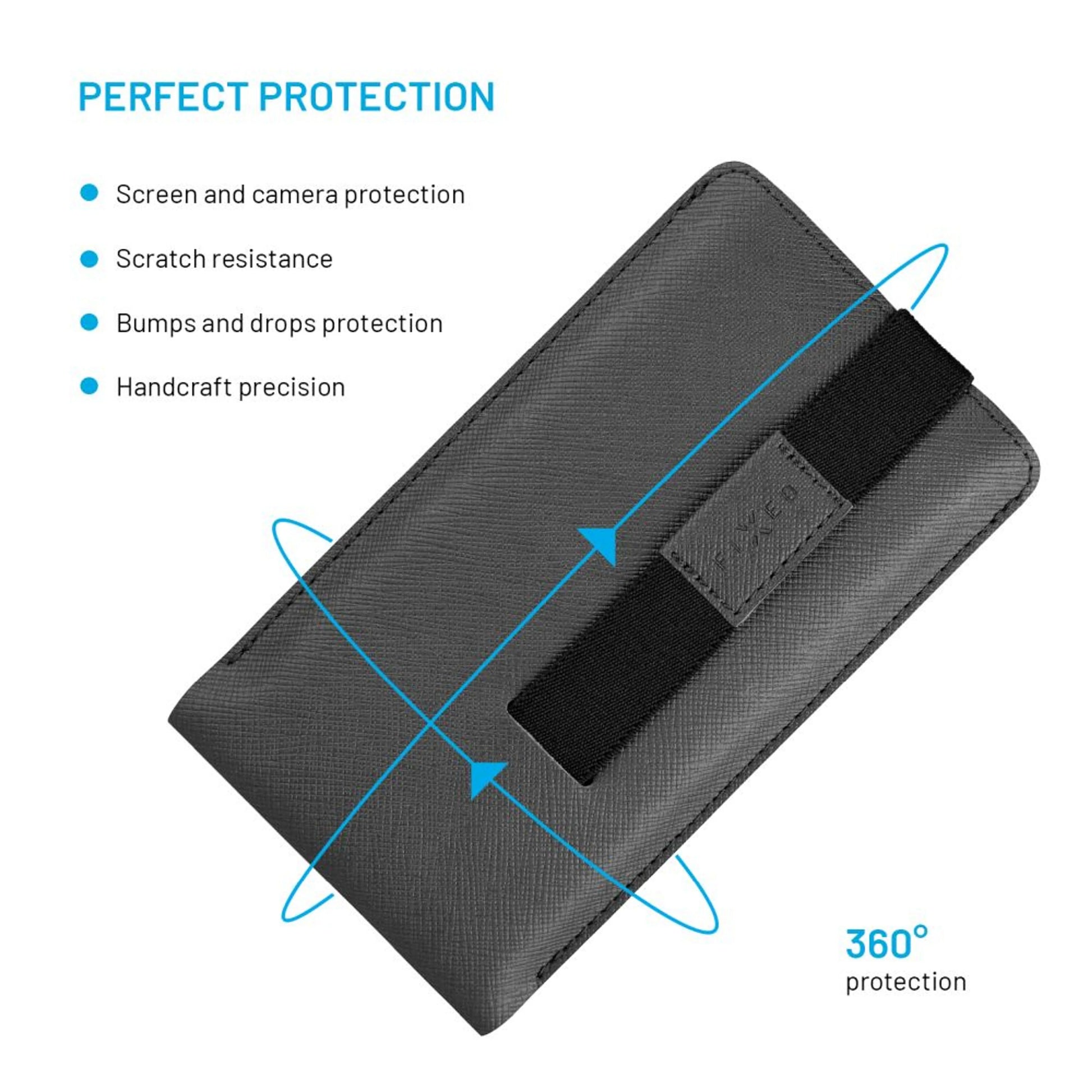 Univerzální pouzdro FIXED Lucca se zavíracím popruhem pro telefony do 6,6", šedé - FIXED