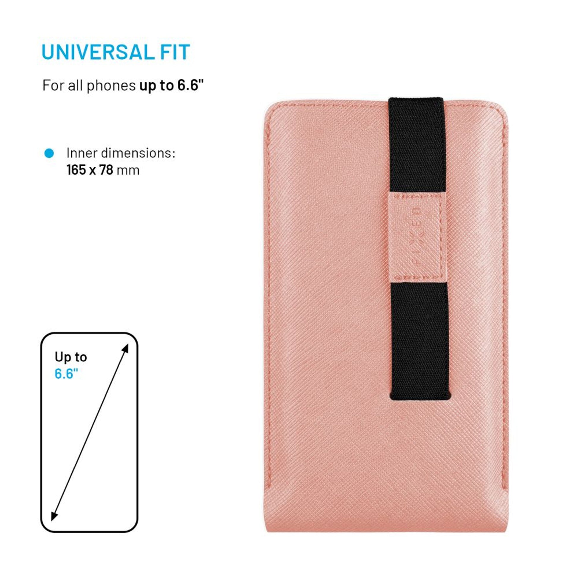 Univerzální pouzdro FIXED Lucca se zavíracím popruhem pro telefony do 6,6", broskvové - FIXED