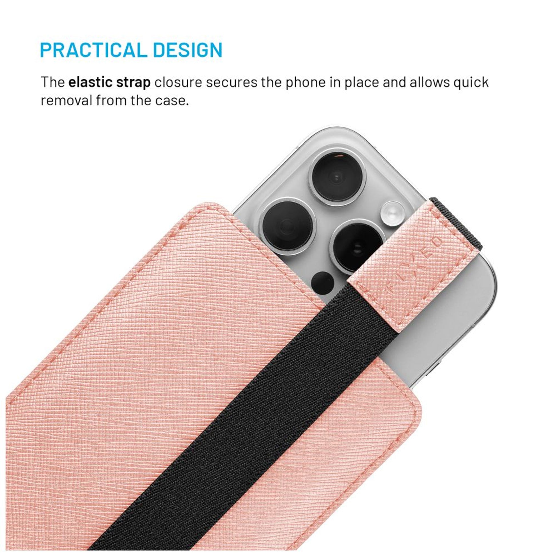 Univerzální pouzdro FIXED Lucca se zavíracím popruhem pro telefony do 6,6", broskvové - FIXED