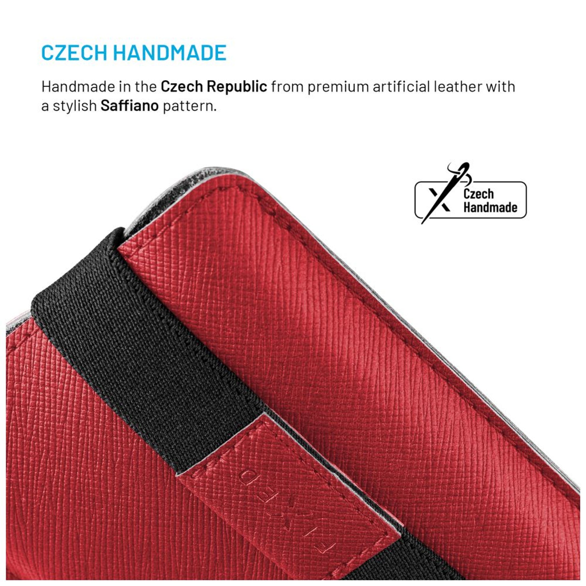 Univerzální pouzdro FIXED Lucca se zavíracím popruhem pro telefony do 6,6", červené - FIXED