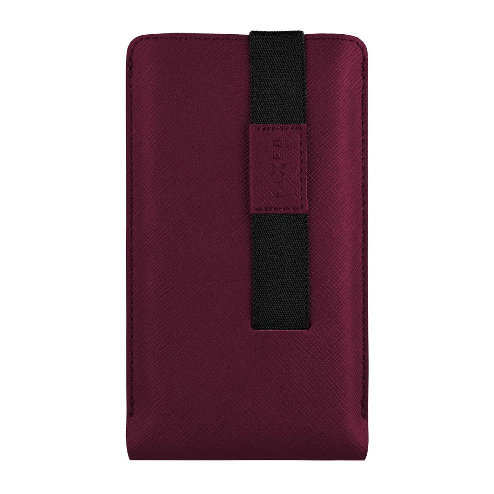 Univerzální pouzdro FIXED Lucca se zavíracím popruhem pro telefony do 6,6", vínové - FIXED