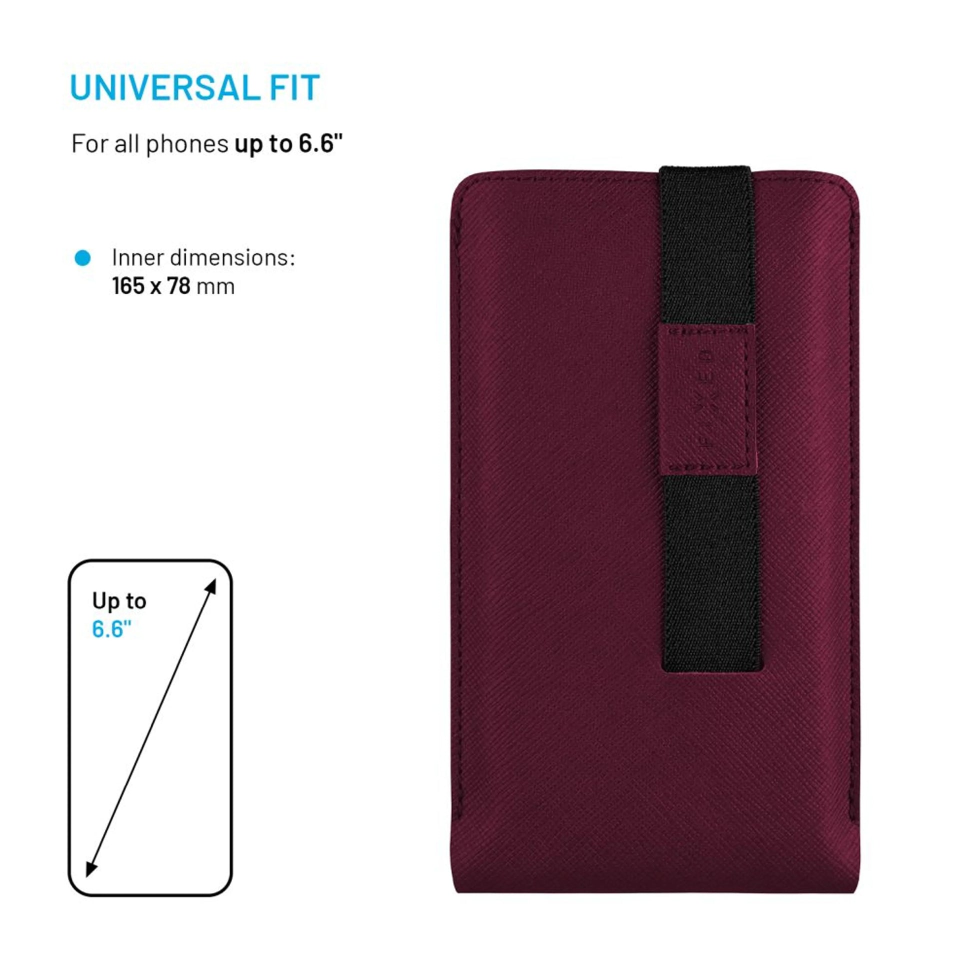 Univerzální pouzdro FIXED Lucca se zavíracím popruhem pro telefony do 6,6", vínové - FIXED