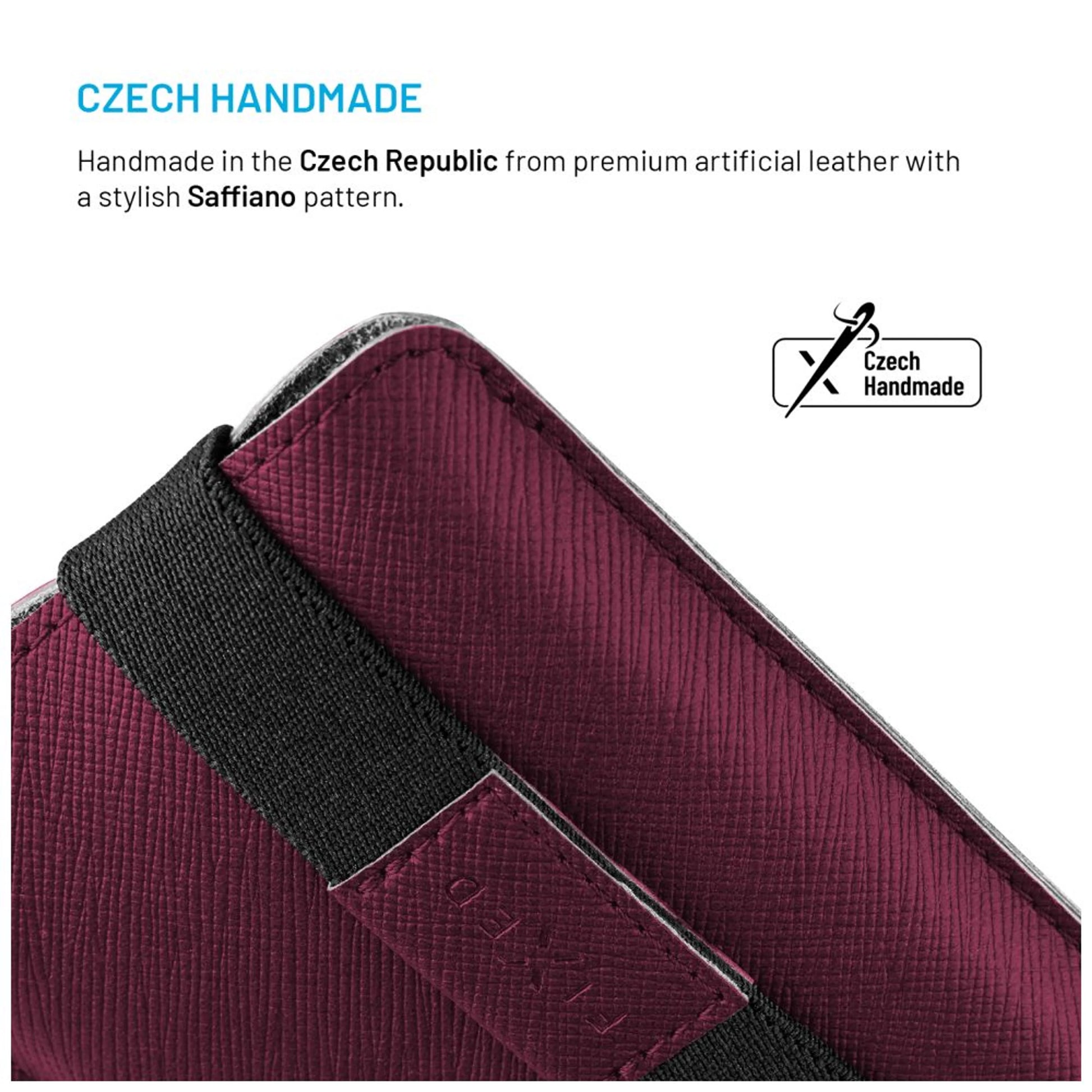 Univerzální pouzdro FIXED Lucca se zavíracím popruhem pro telefony do 6,6", vínové - FIXED