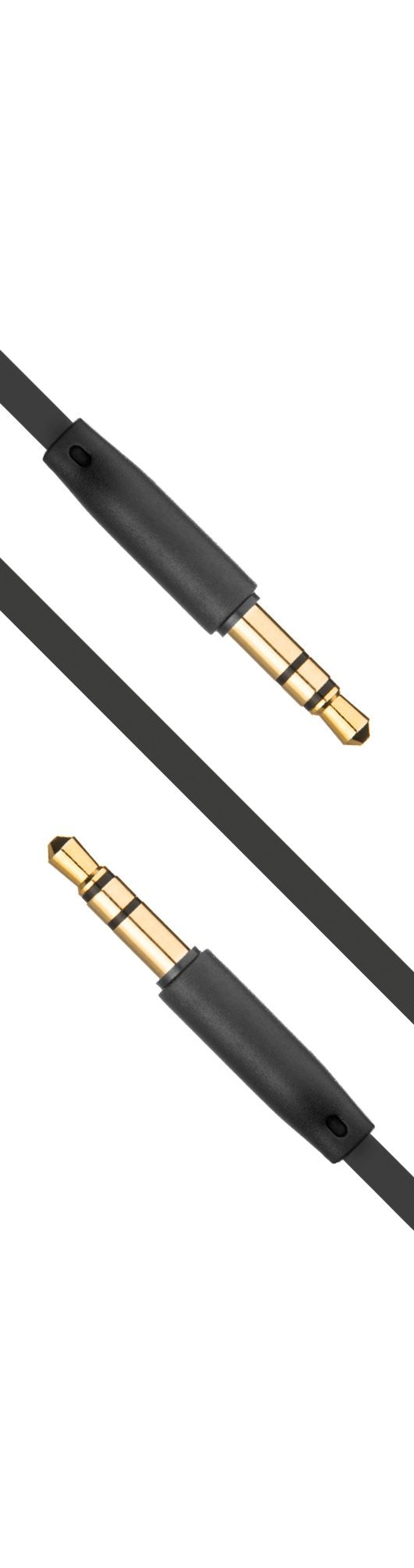 Plochý audio AUX kabel FIXED s konektory 2 x 3,5 mm jack, černý - FIXED