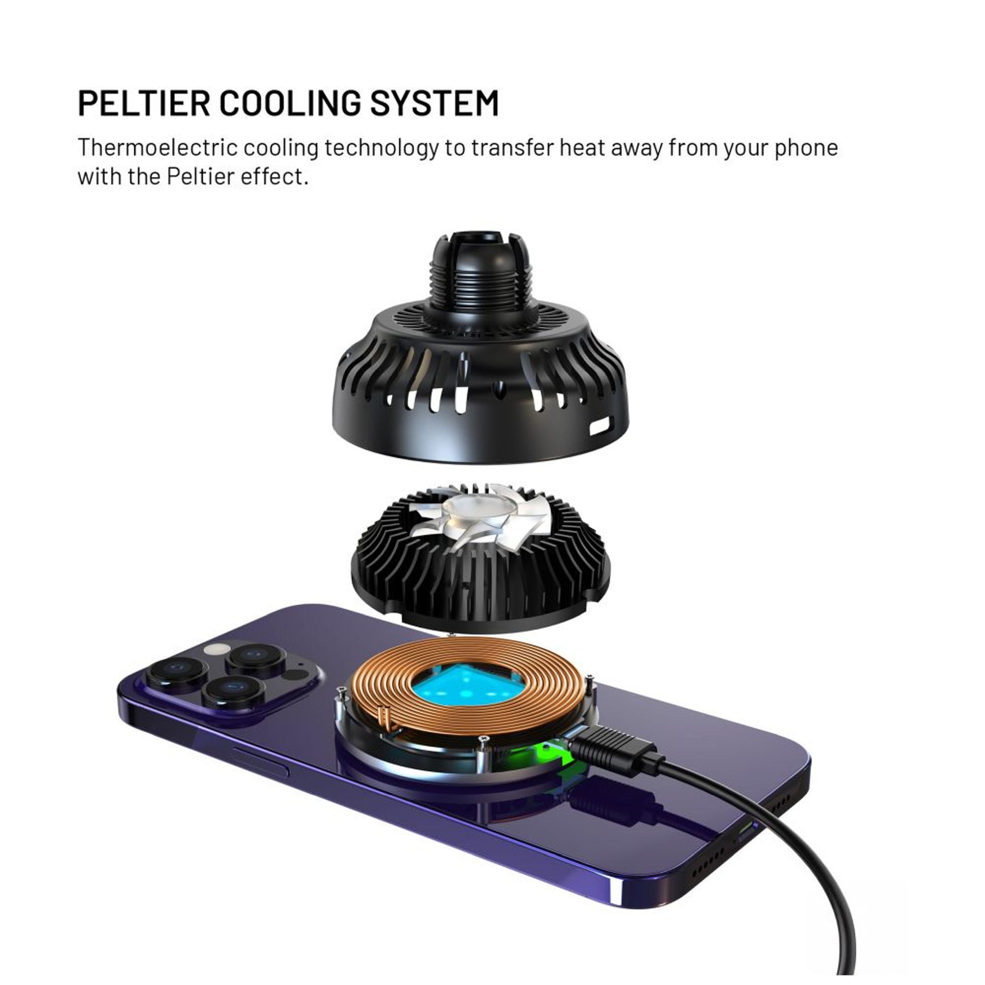 Držák s bezdrátovým nabíjením a aktivním chlazením FIXED MagCool s podporou uchycení MagSafe, 15W, černý - FIXED