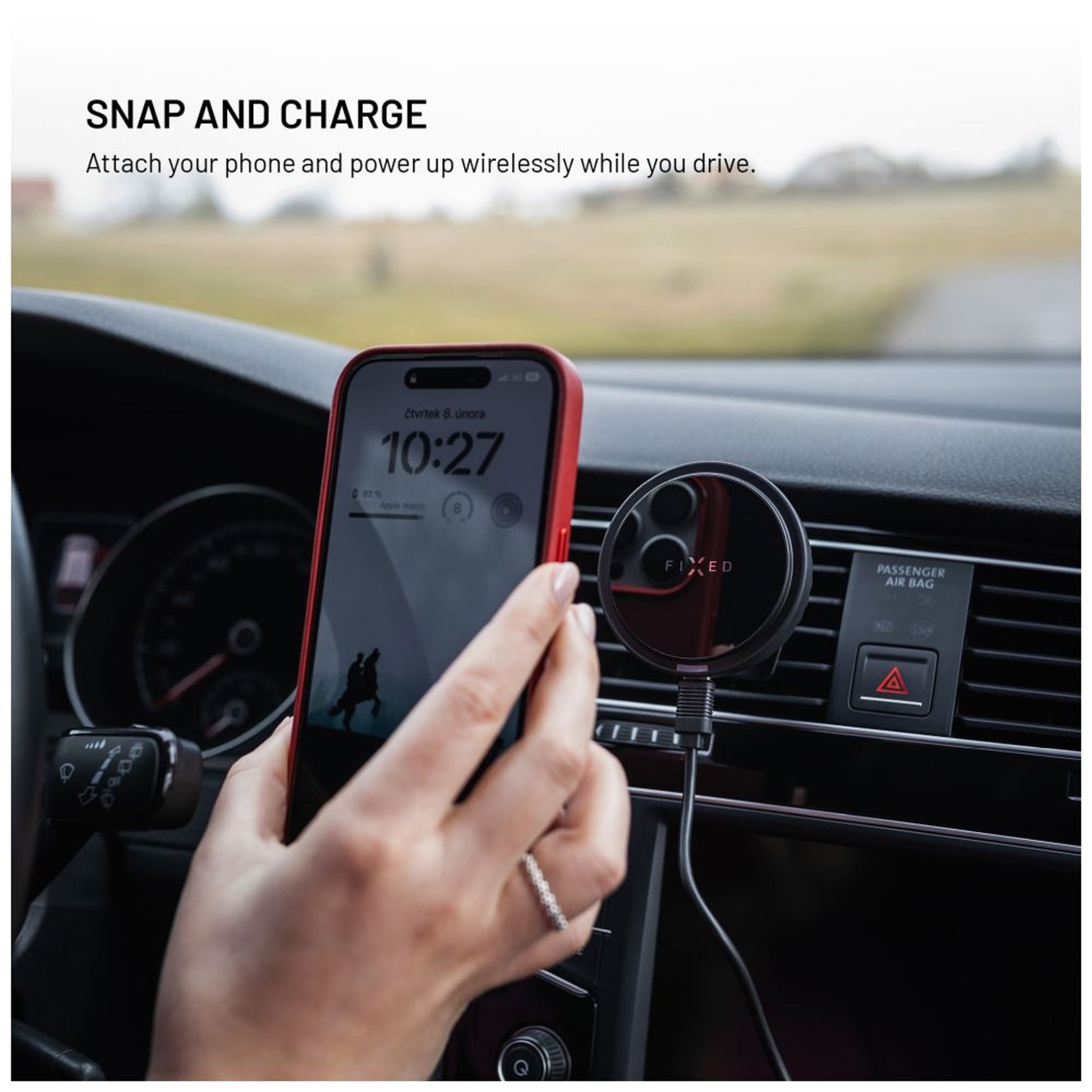 Držák s bezdrátovým nabíjením a aktivním chlazením FIXED MagCool s podporou uchycení MagSafe, 15W, černý - FIXED