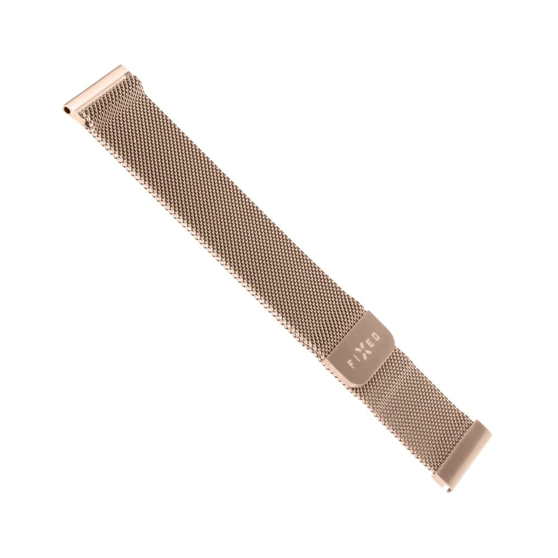 Síťovaný nerezový řemínek FIXED Mesh Strap s Quick Release 18mm pro smartwatch, růžově zlatý - FIXED