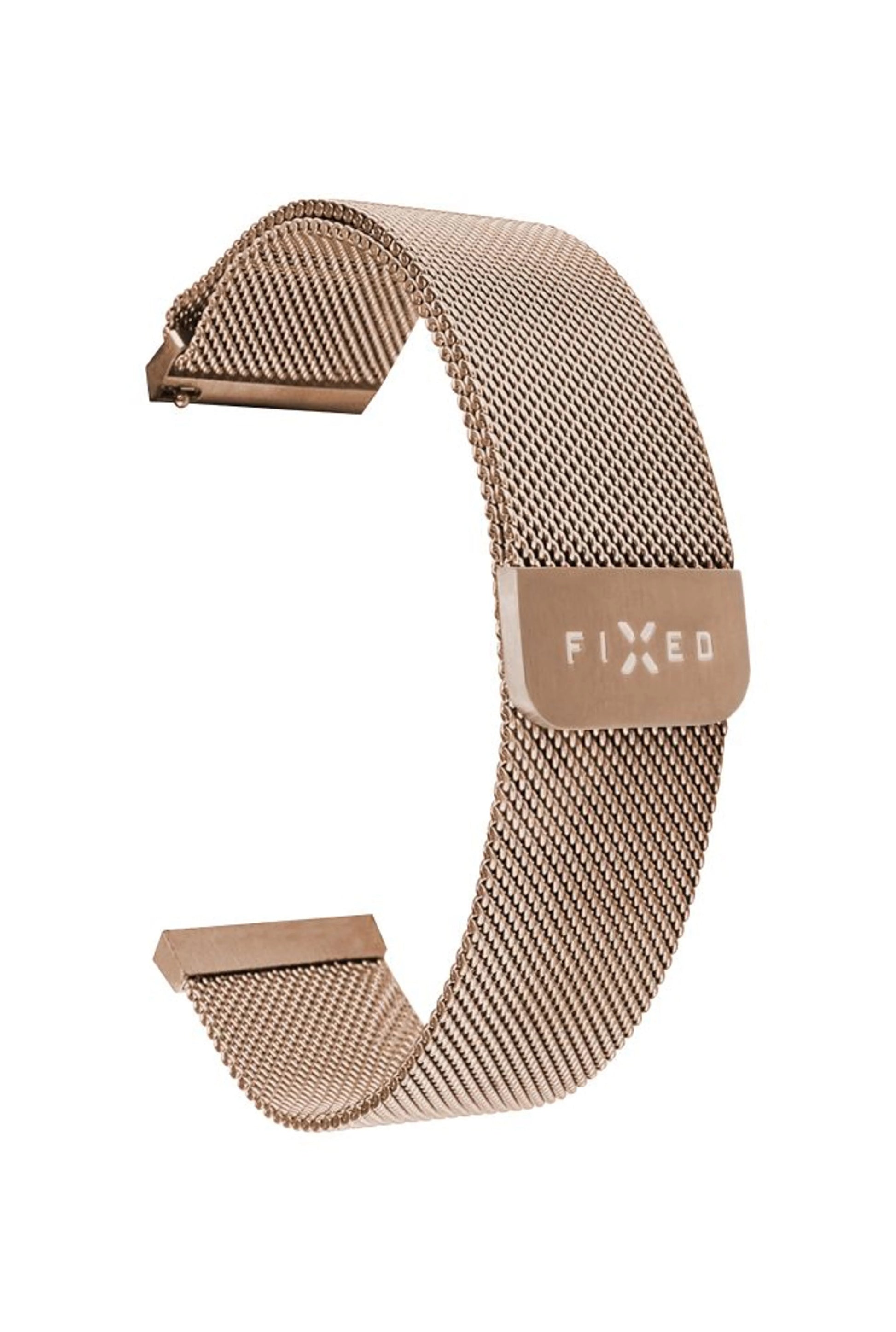 Síťovaný nerezový řemínek FIXED Mesh Strap s Quick Release 18mm pro smartwatch, růžově zlatý - FIXED