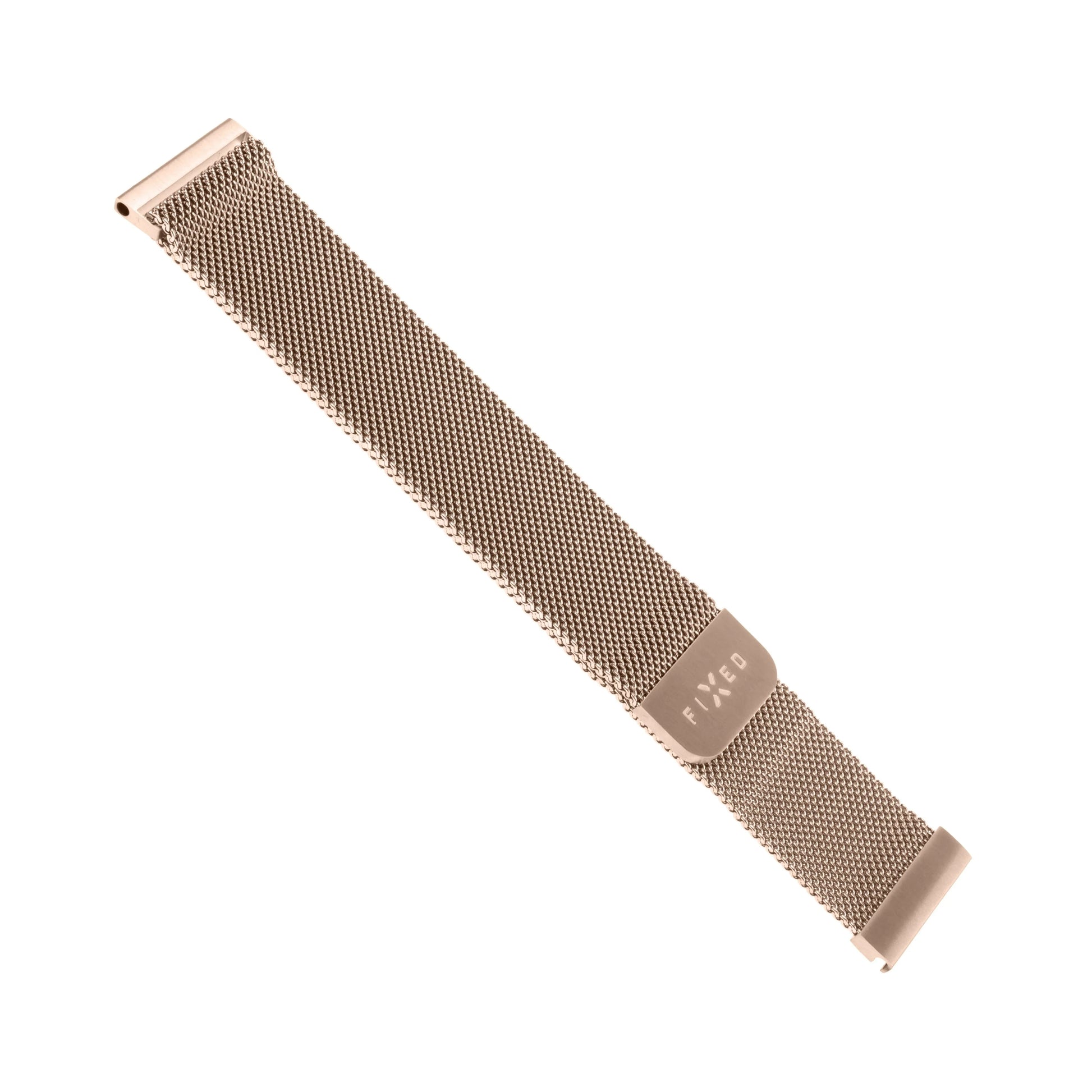 Síťovaný nerezový řemínek FIXED Mesh Strap s Quick Release 20mm pro smartwatch, růžové zlatý - FIXED
