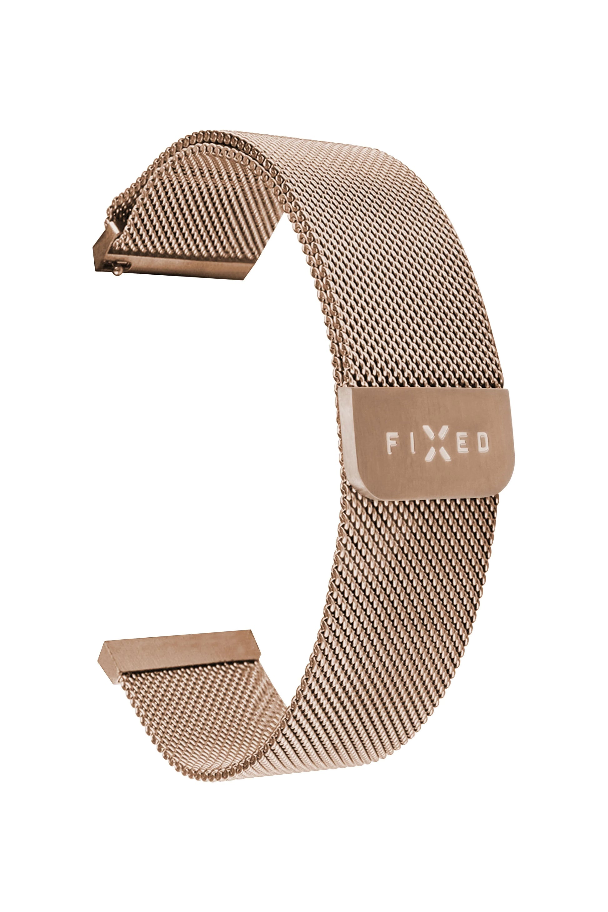 Síťovaný nerezový řemínek FIXED Mesh Strap s Quick Release 20mm pro smartwatch, růžové zlatý - FIXED