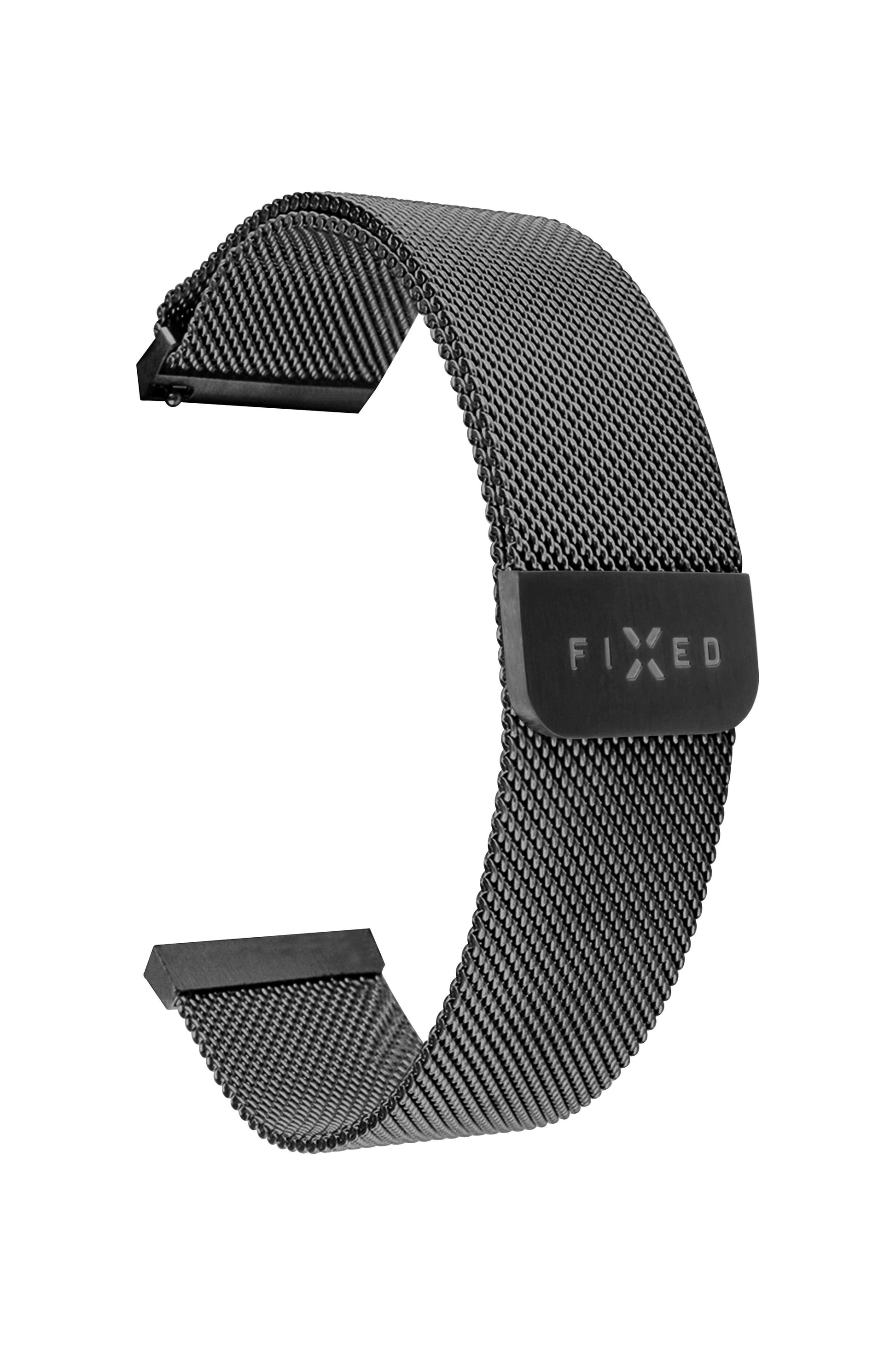 Síťovaný nerezový řemínek FIXED Mesh Strap s Quick Release 22mm pro smartwatch, černý - FIXED