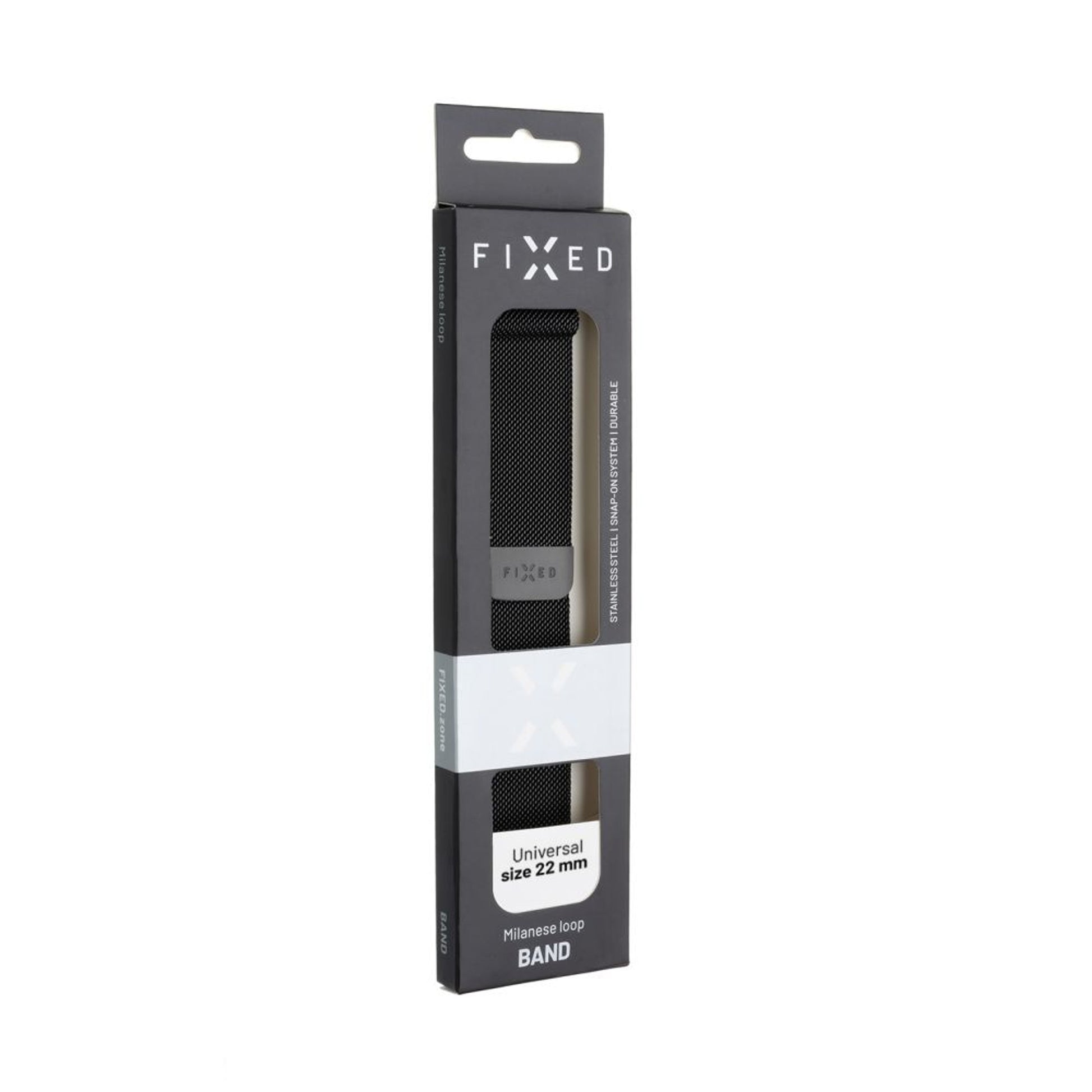 Síťovaný nerezový řemínek FIXED Mesh Strap s Quick Release 22mm pro smartwatch, černý - FIXED