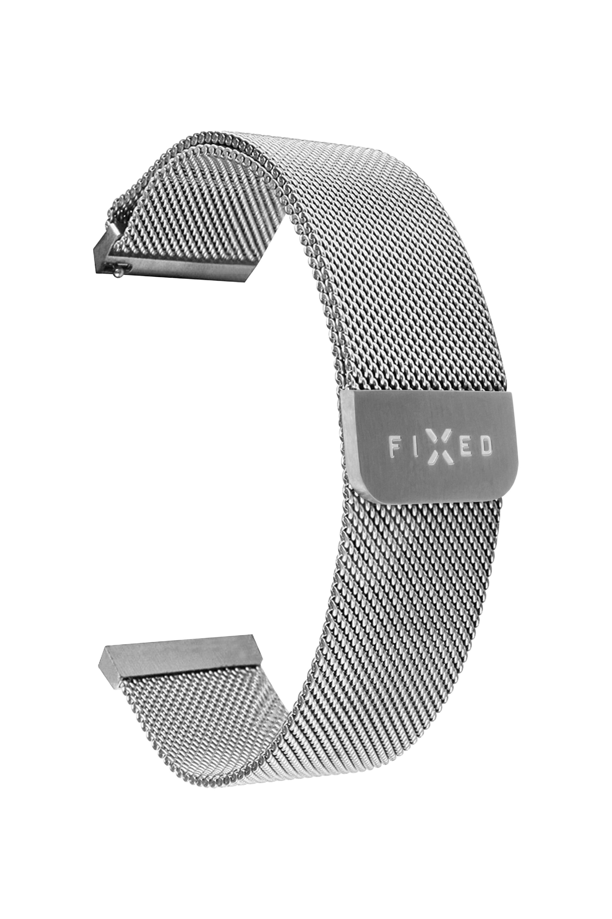 Síťovaný nerezový řemínek FIXED Mesh Strap s Quick Release 22mm pro smartwatch, stříbrný - FIXED
