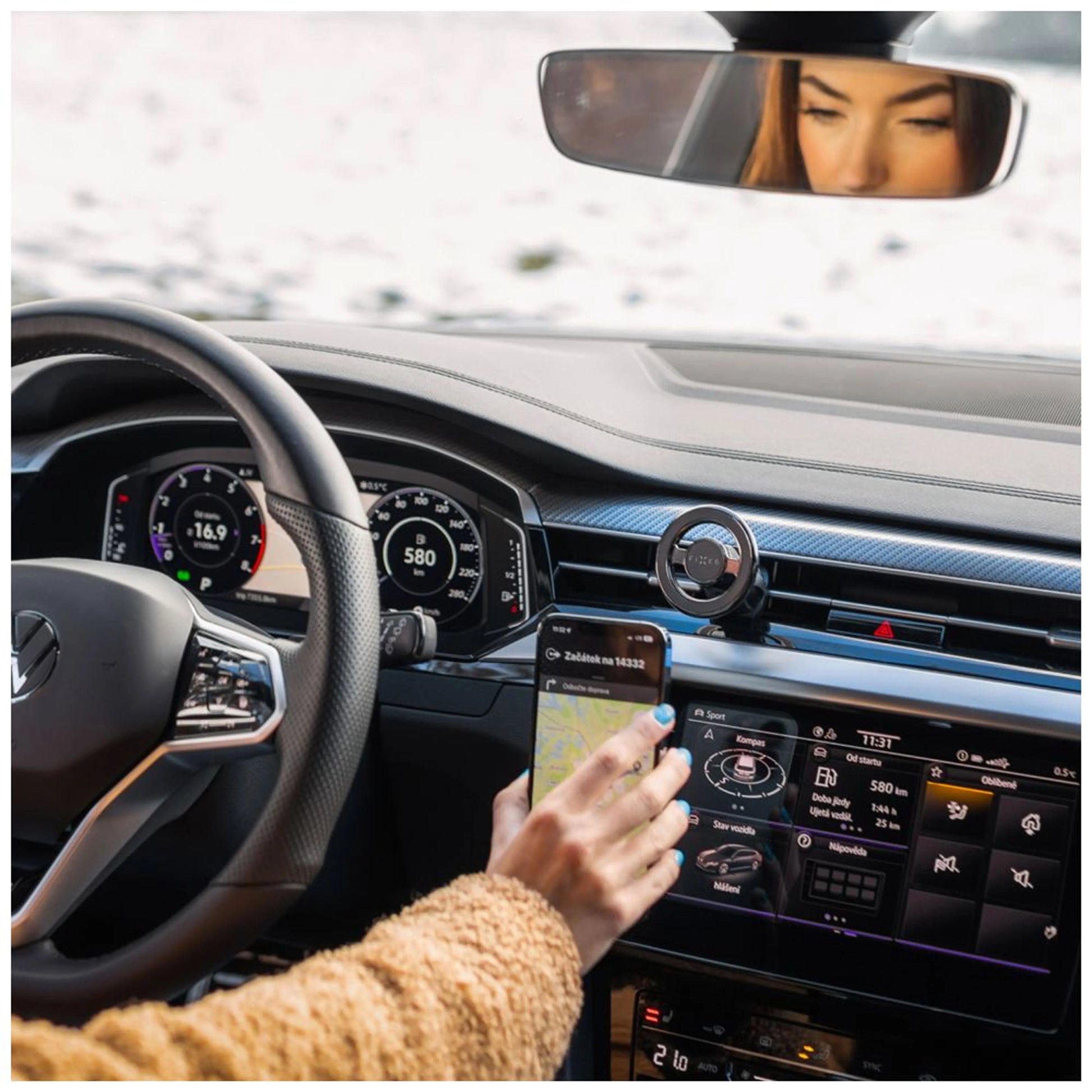 Magnetický kovový držák FIXED MagMount Vent do ventilace s podporou MagSafe, černý - FIXED