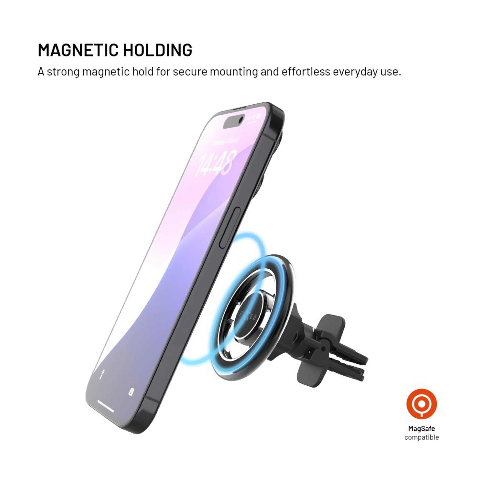 Magnetický kovový držák FIXED MagMount Vent do ventilace s podporou MagSafe, černý - FIXED