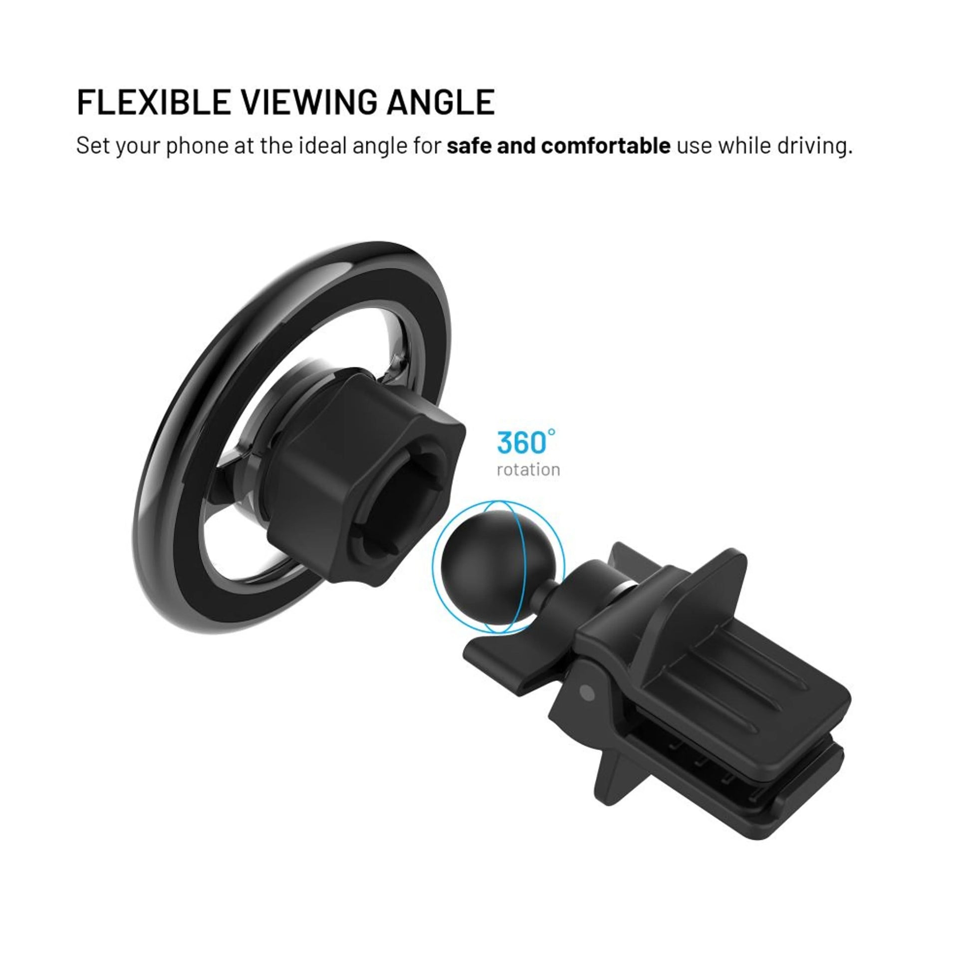 Magnetický kovový držák FIXED MagMount Vent do ventilace s podporou MagSafe, černý - FIXED