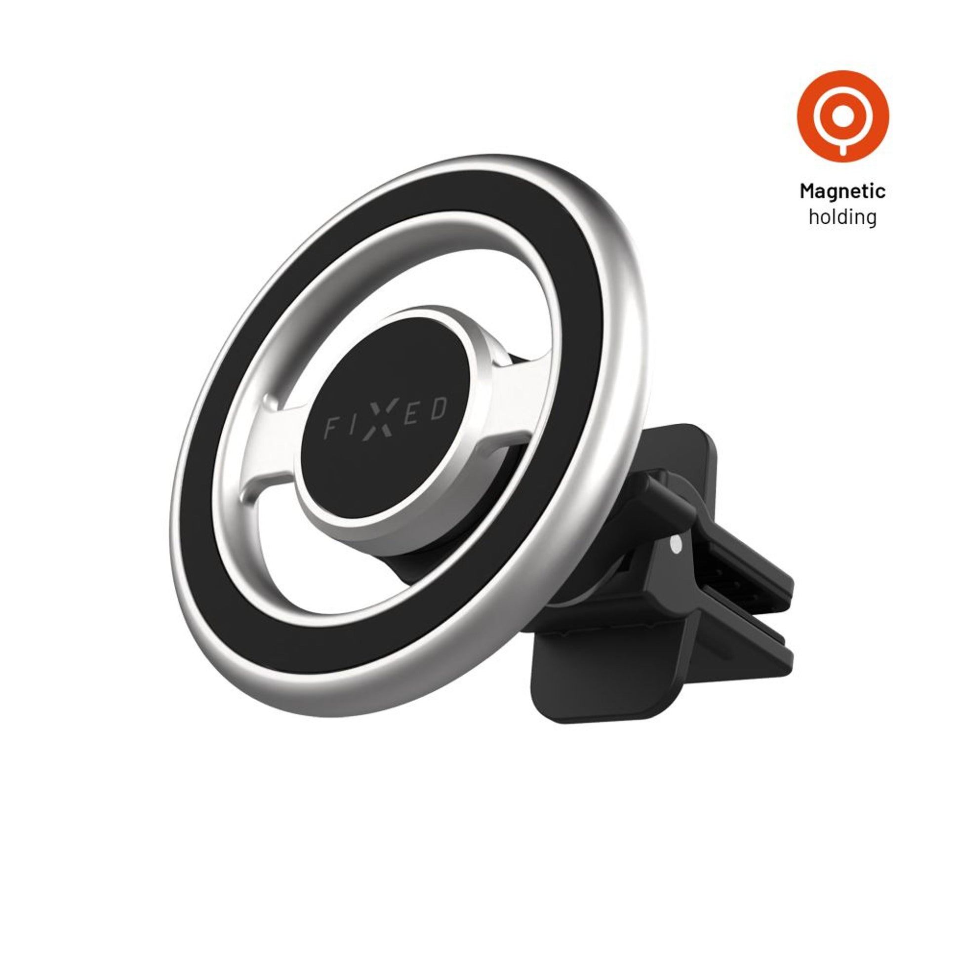 Magnetický kovový držák FIXED MagMount Vent do ventilace s podporou MagSafe, stříbrný - FIXED