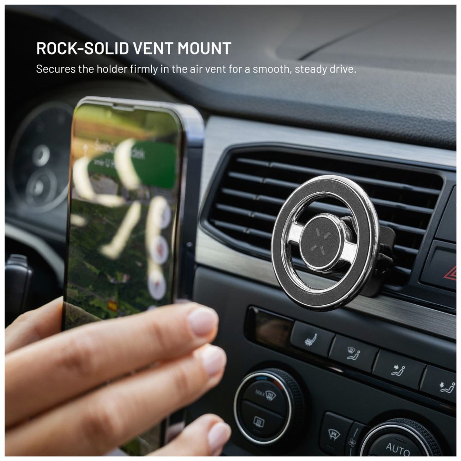 Magnetický kovový držák FIXED MagMount Vent do ventilace s podporou MagSafe, stříbrný - FIXED