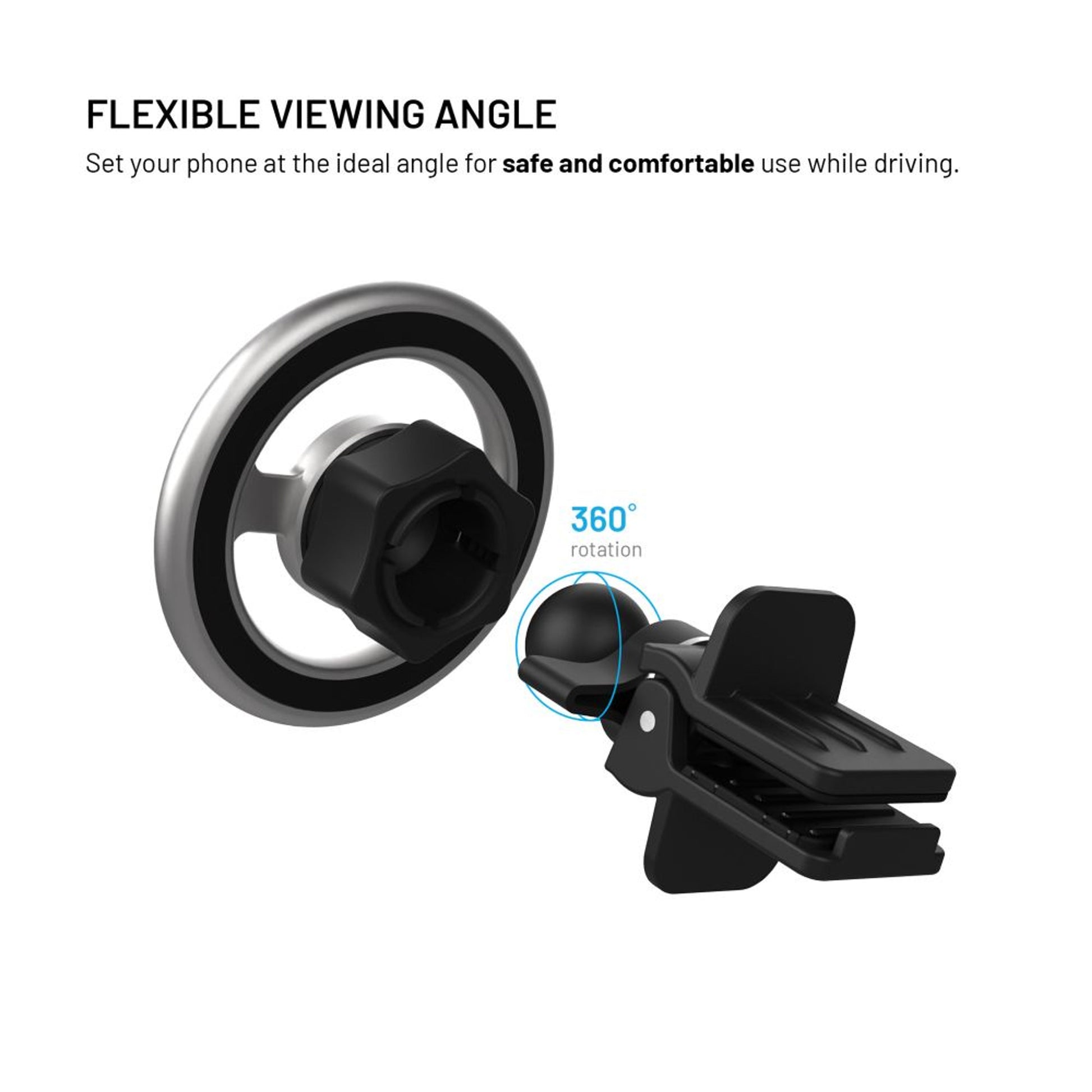 Magnetický kovový držák FIXED MagMount Vent do ventilace s podporou MagSafe, stříbrný - FIXED