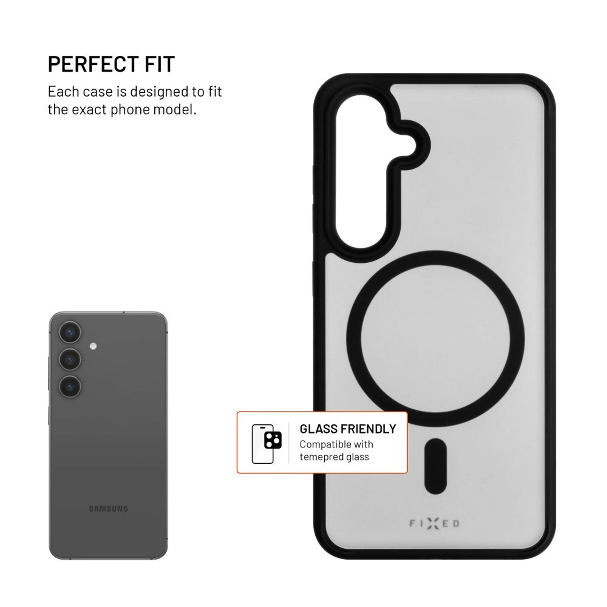 Zadní kryt FIXED MagMisty s podporou Magsafe pro Samsung Galaxy S24, černý - FIXED