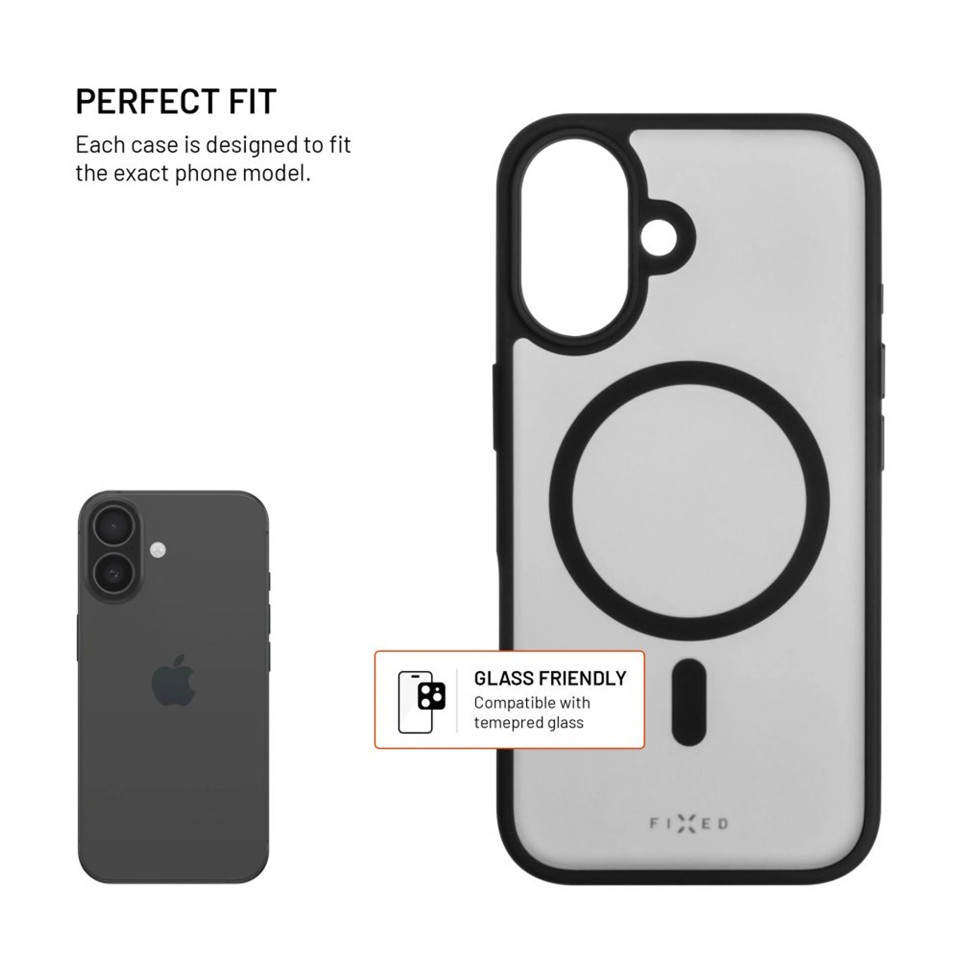 Zadní kryt FIXED MagMisty s podporou Magsafe pro Apple iPhone 16, černý - FIXED