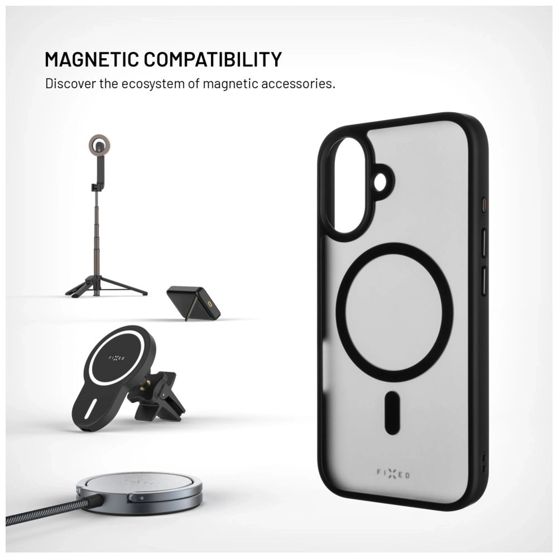 Zadní kryt FIXED MagMisty s podporou Magsafe pro Apple iPhone 16, černý - FIXED